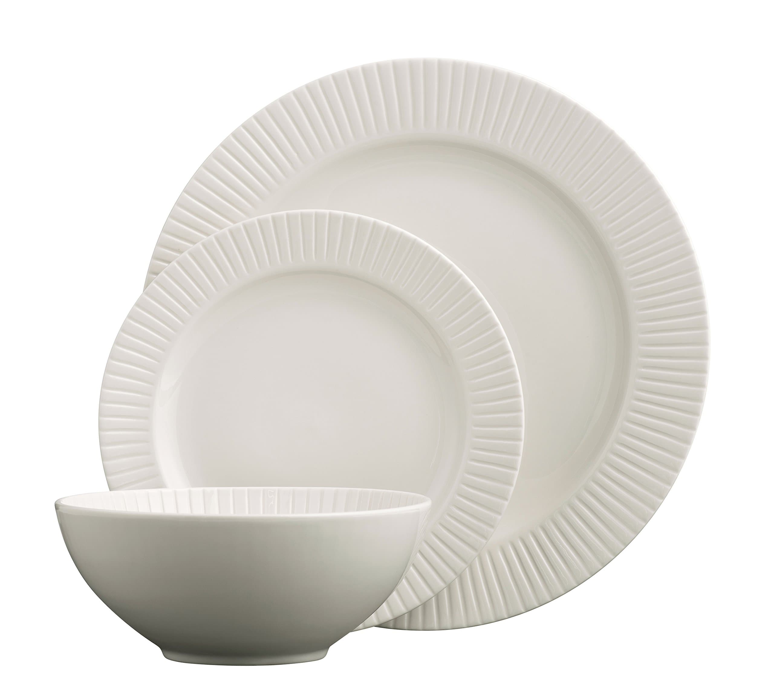 Belleek Pottery Atlantic 12 Piece Dinner Set, Ceramic, White, 28.2 x 28.2 x 7.9 cm