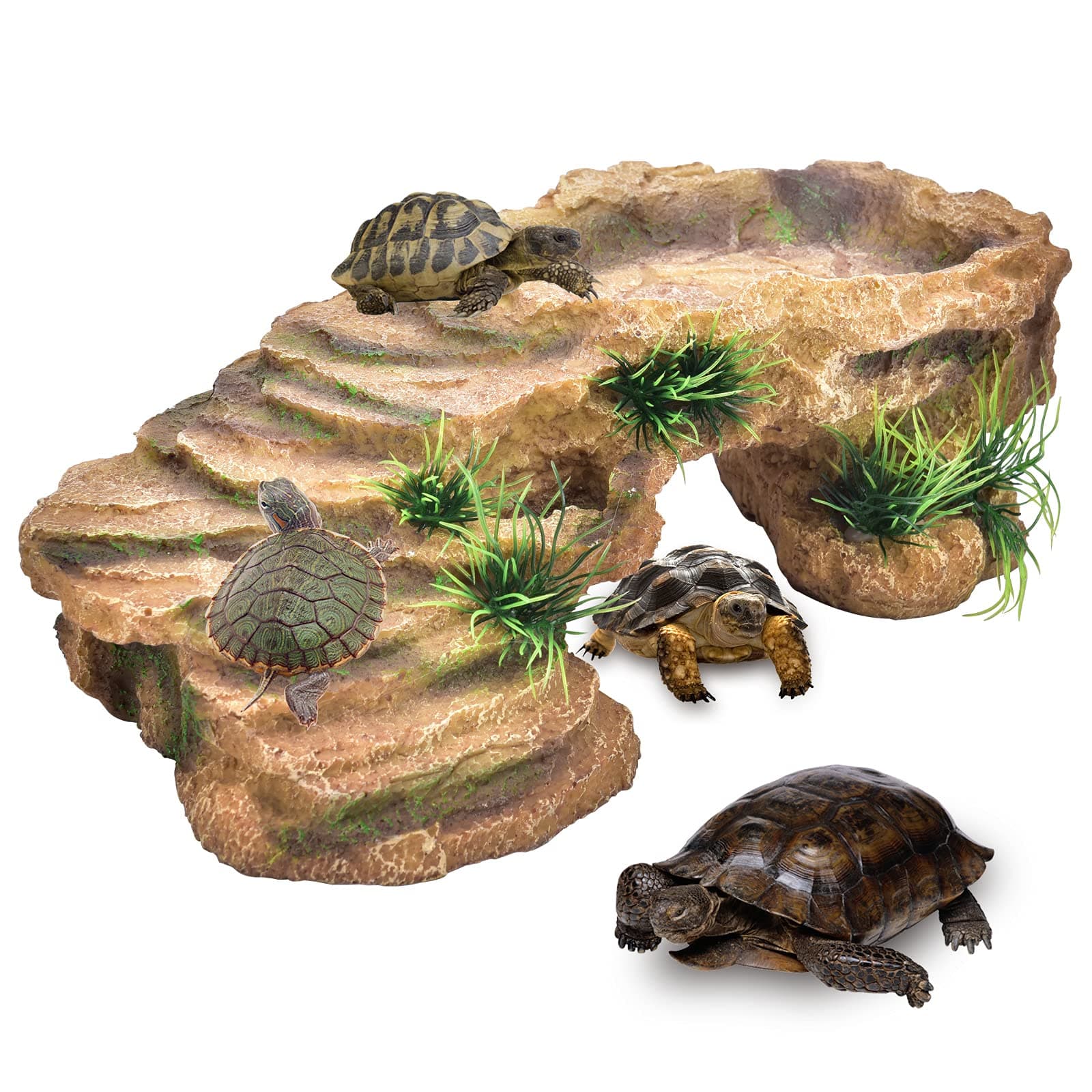 Panghuhu88 Turtle Basking Platform,Resin Dock Resting Rectangular Aquarium Turtle Tank Decorations,Reptile Habitat Accessories,Reptile Hide Floating Ledge Resting Terrace for Bearded Dragon,Newts