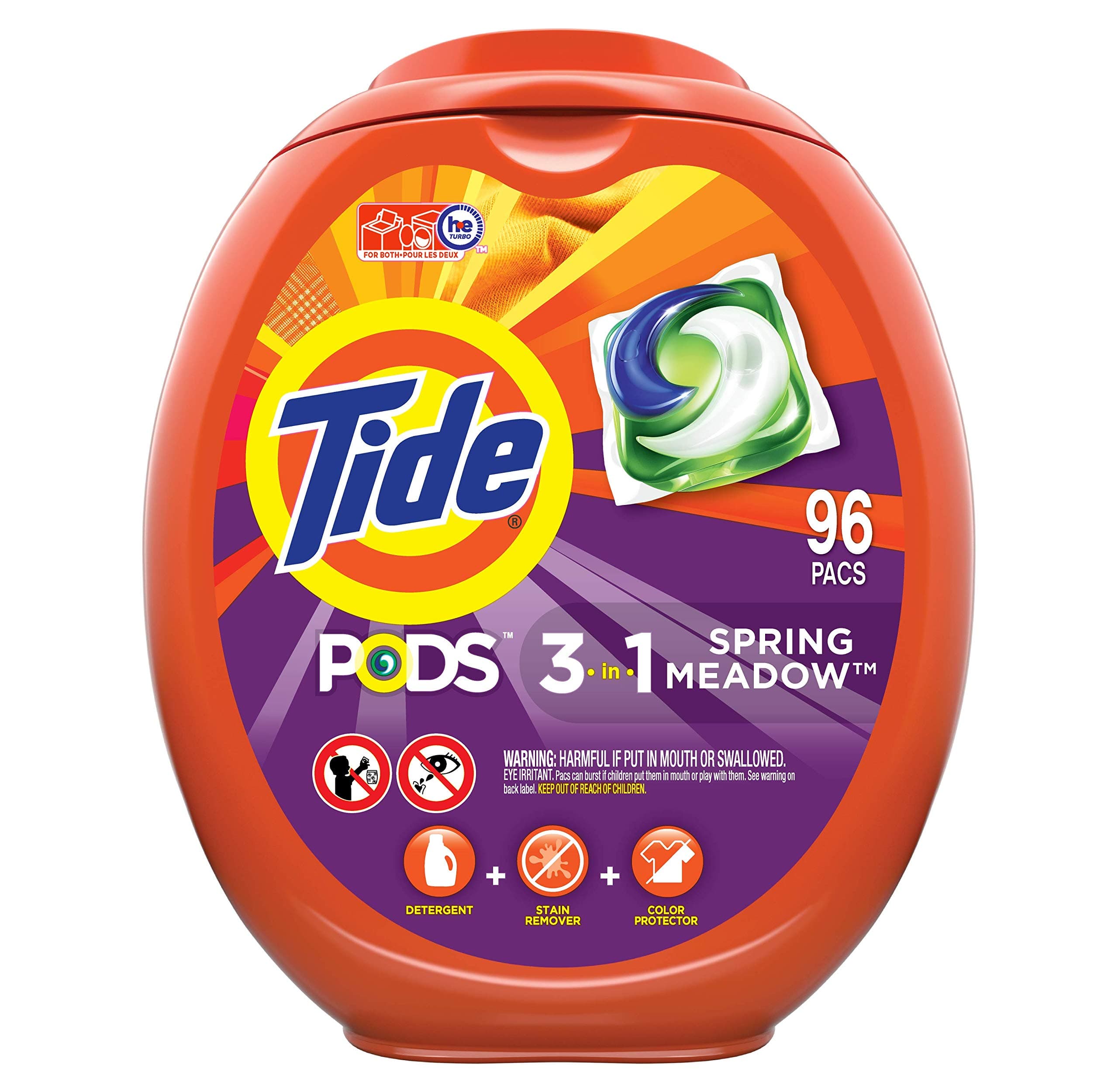 Tide PODS Laundry Detergent Soap PODS, High Efficiency (HE), Spring Meadow Scent, 96 Count