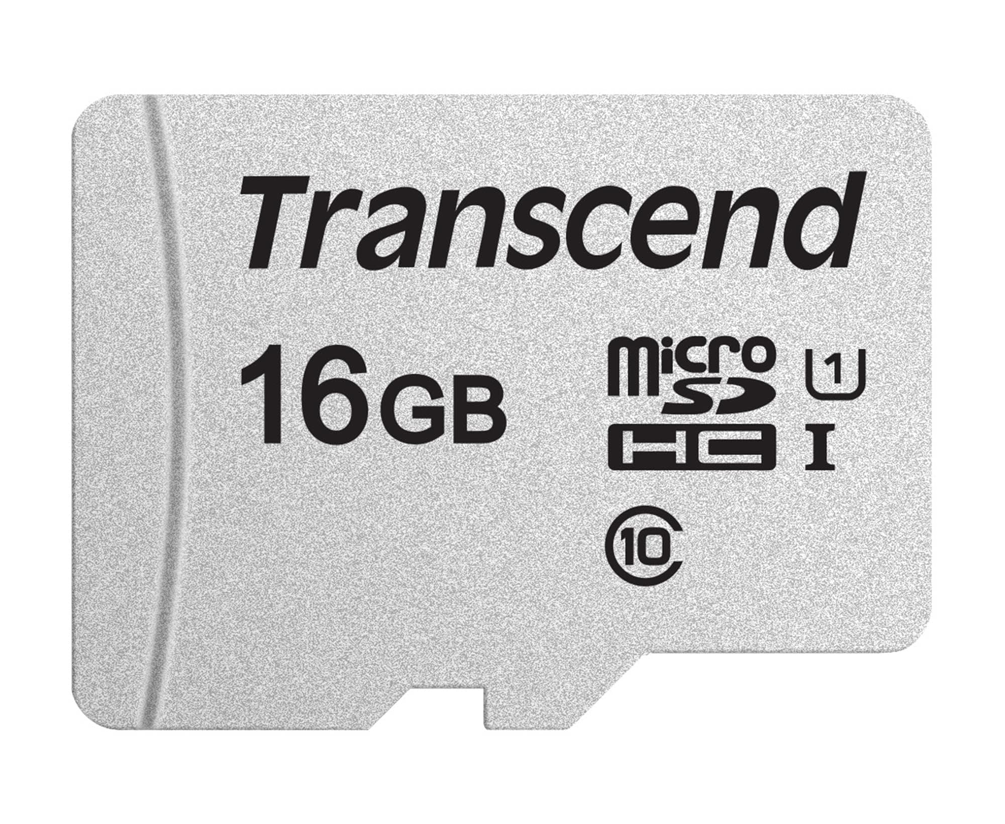 Transcend USD300S 16GB microSDHC Class 10 U1 Memory Card with SD Adapter TS16GUSD300S-A