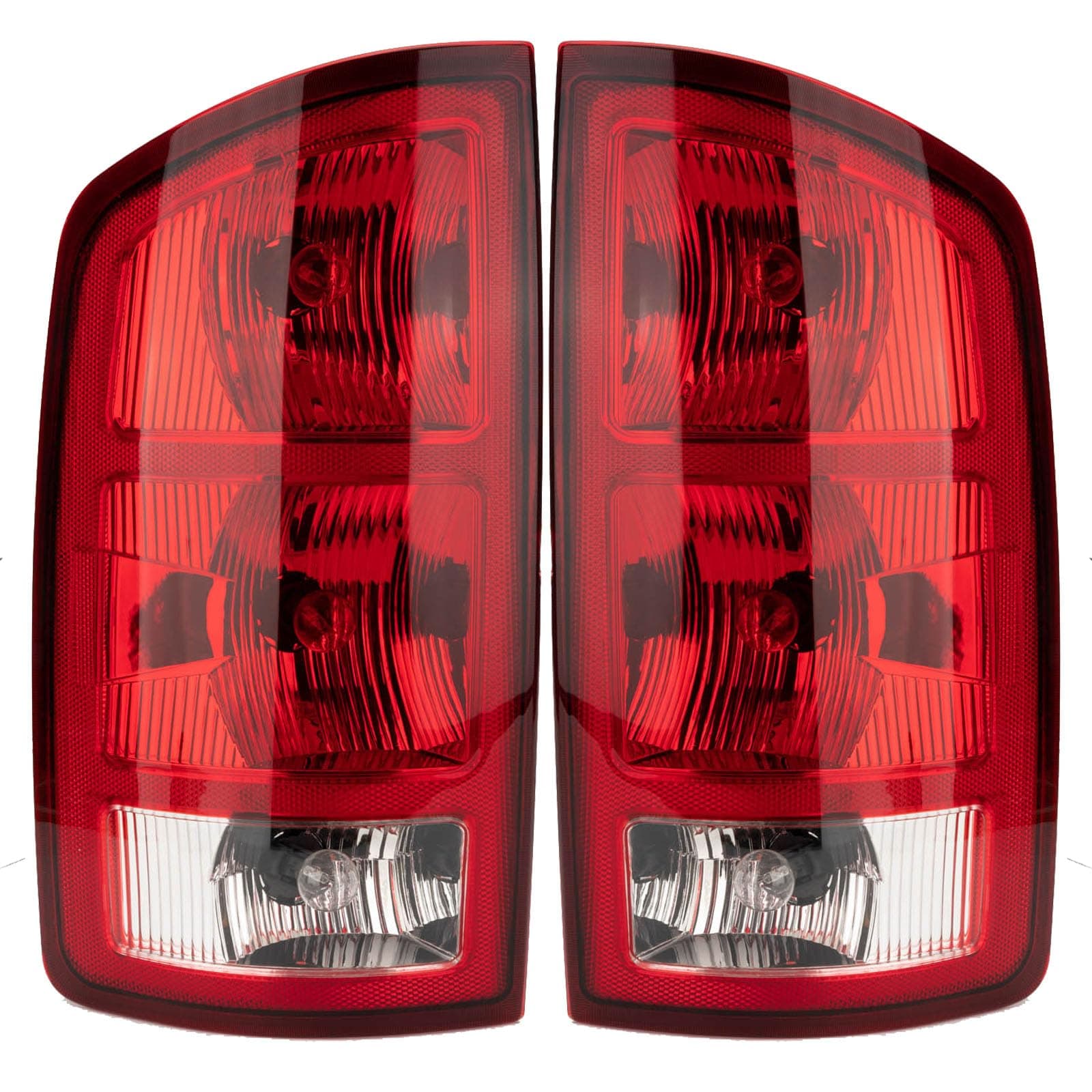 Tail Light Assembly Compatible with 2002-2006 Dodge Ram 1500 2003-2006 Dodge Ram 2500 3500 Pickup Driver and Passenger Side Taillights Rear Brake Lamps with Bulb Inside and Wiring Harness