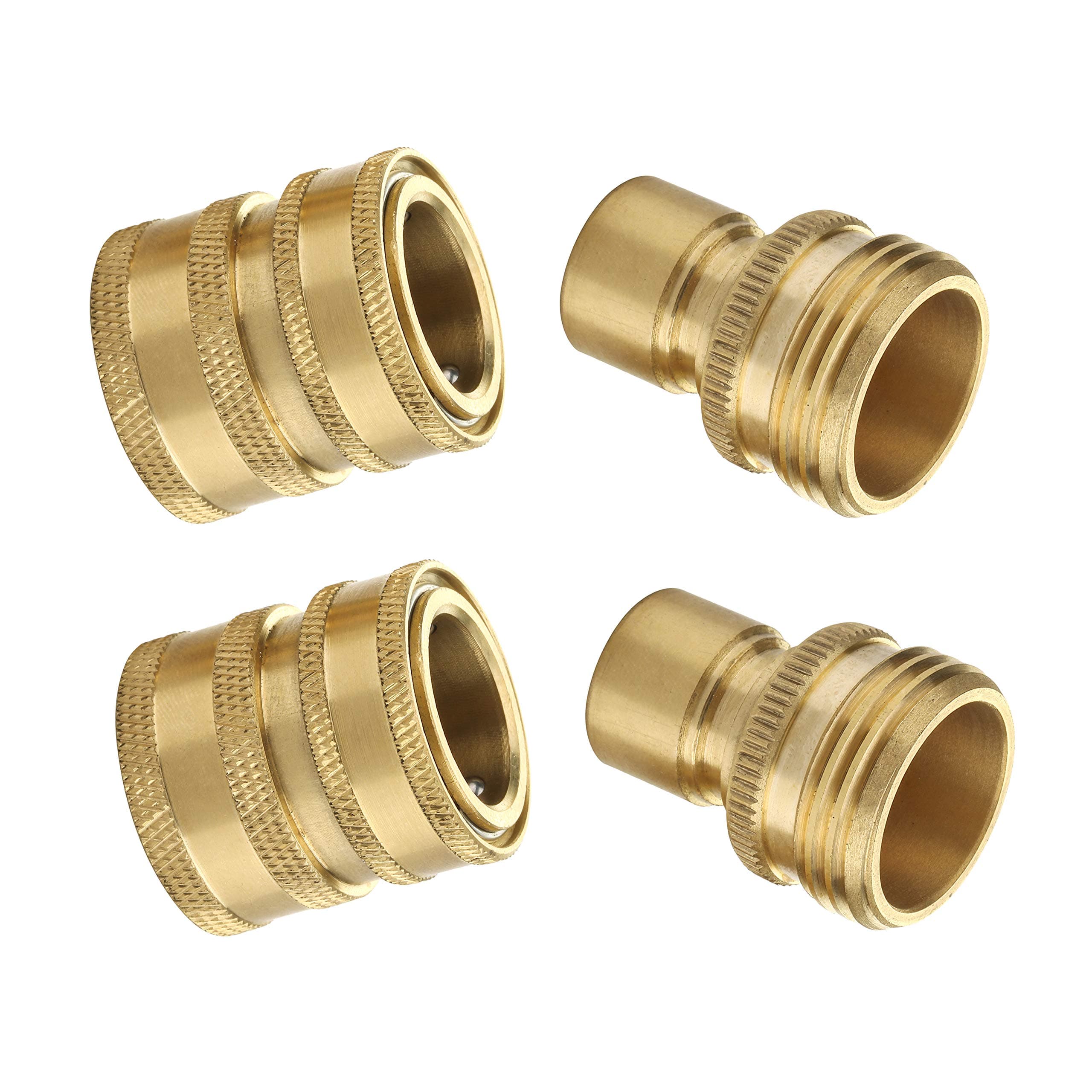 Garden Hose Quick Connect Kit, Brass Quick Connector Set, Male Female, 3/4’’, 2-Pack