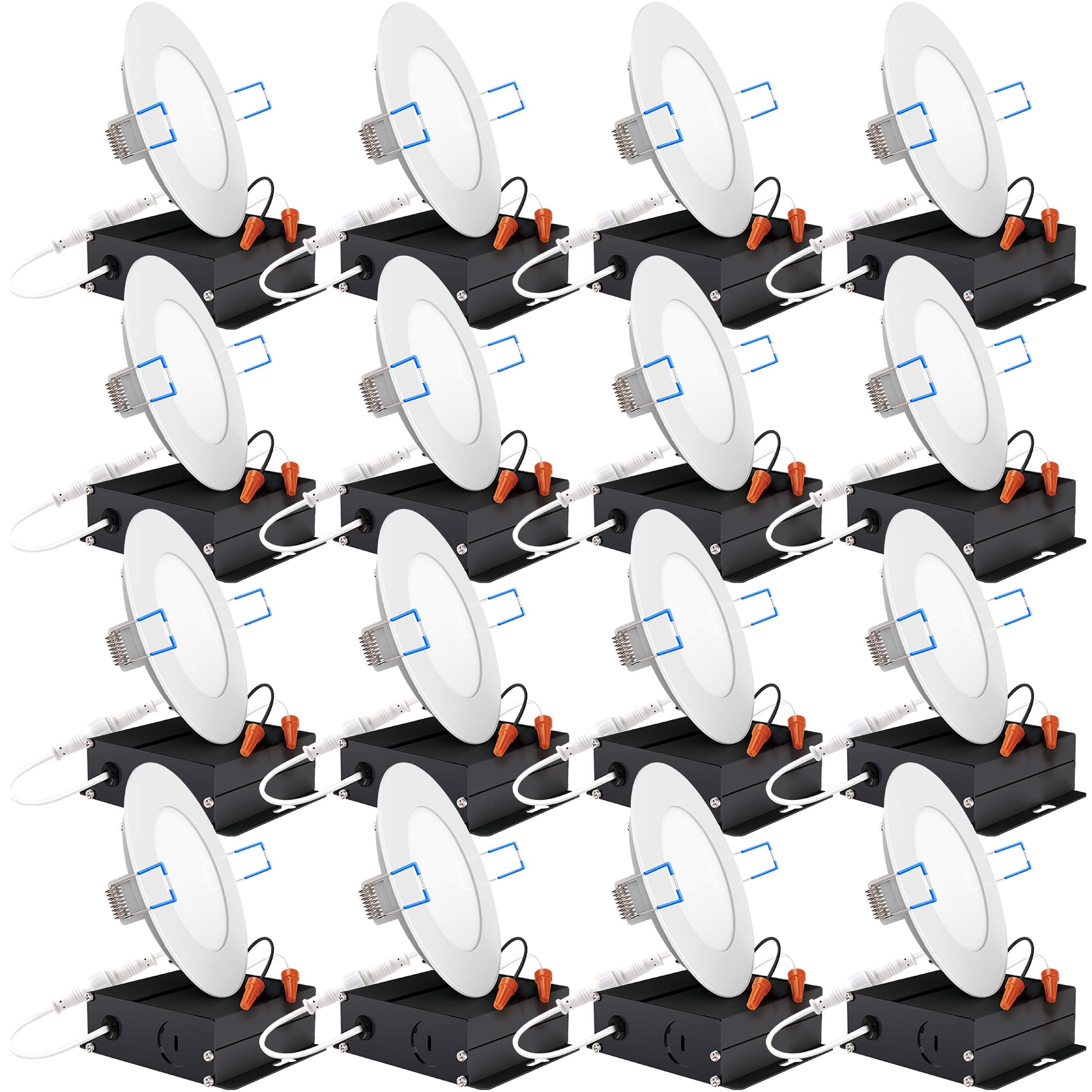 Sunco 16 Pack 4 Inch Ultra Thin LED Recessed Ceiling Lights Slim, 4000K Cool White, Dimmable, 10W, Wafer Thin, Canless with Junction Box - Energy Star