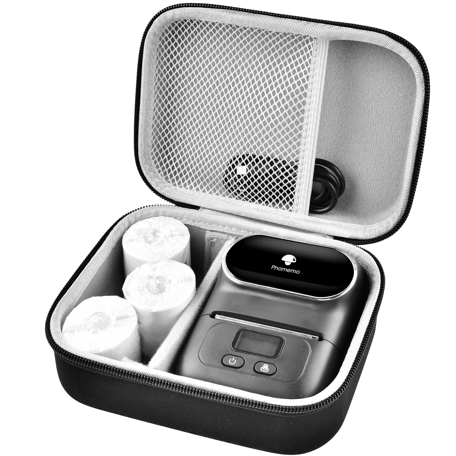 Case Compatible with Phomemo M110 Label Maker - Portable Mini Bluetooth Thermal Label Maker Carrying Storage Bag for Printer Labels, USB Cable and Accessories Black (Box Only)