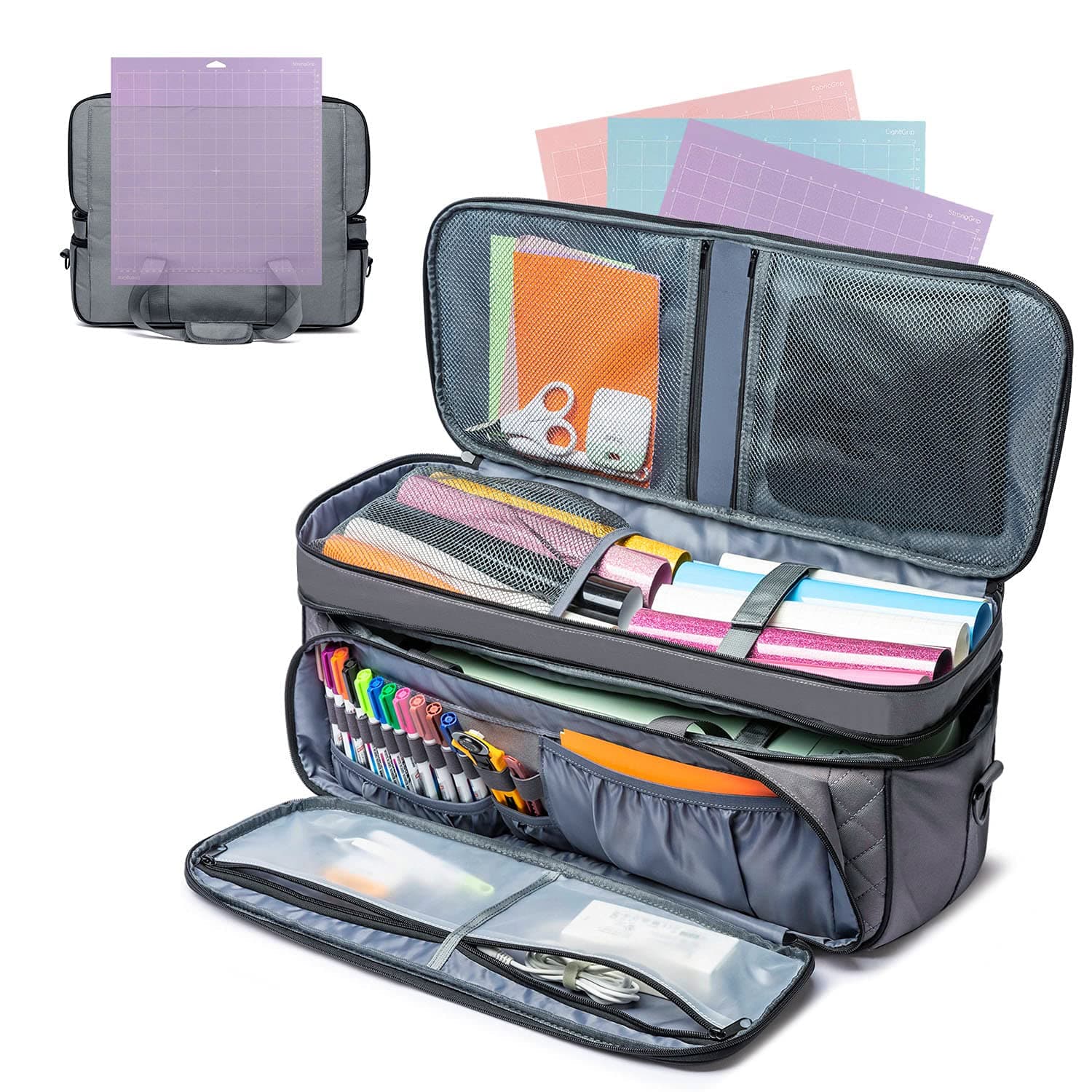 Carrying Case for Cricut Maker 3/Maker/Explore 3/Explore Air 2, Bag Only with Dust Cover, Organization and Storage Tote Bag for Cricut Bundle Assecories and Die Cut Machine, Grey