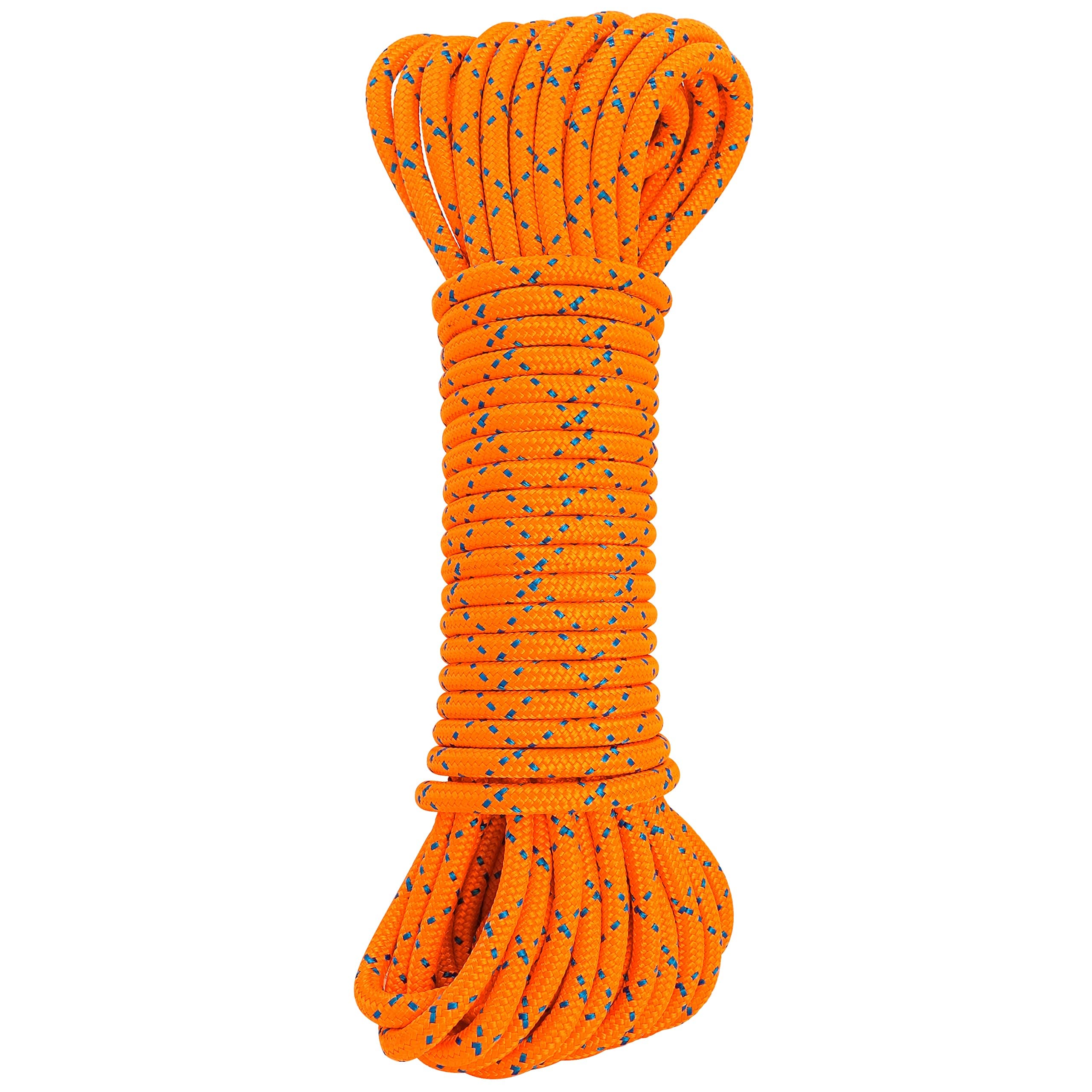 GM CLIMBING 8mm Accessory Cord Rope Double Braid Pre Cut CE/UIAA (Fluorescent Orange, 20ft 8mm)