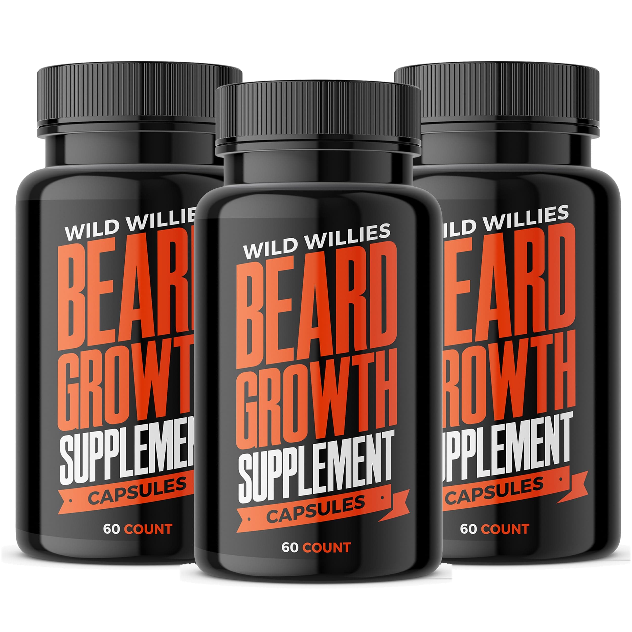 Wild Willies Beard Growth Vitamins - Natural BioSitol ASX Complex Beard Growth Supplements for Men - 60 Capsules Anti Hair Loss Pills - Supplement for Fuller Thicker Beard Support, Prevent Itchiness
