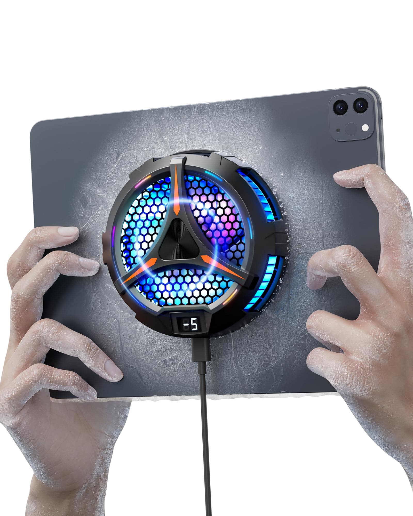 ACEDAYS iPad Cooler,Magnetic Tablet Cooler for ipad/surface pro/Samsung Tab,Compatible for Steam Deck,Universal Radiator with Temperature Display for Mobile Gaming,Tiktok Live Streaming