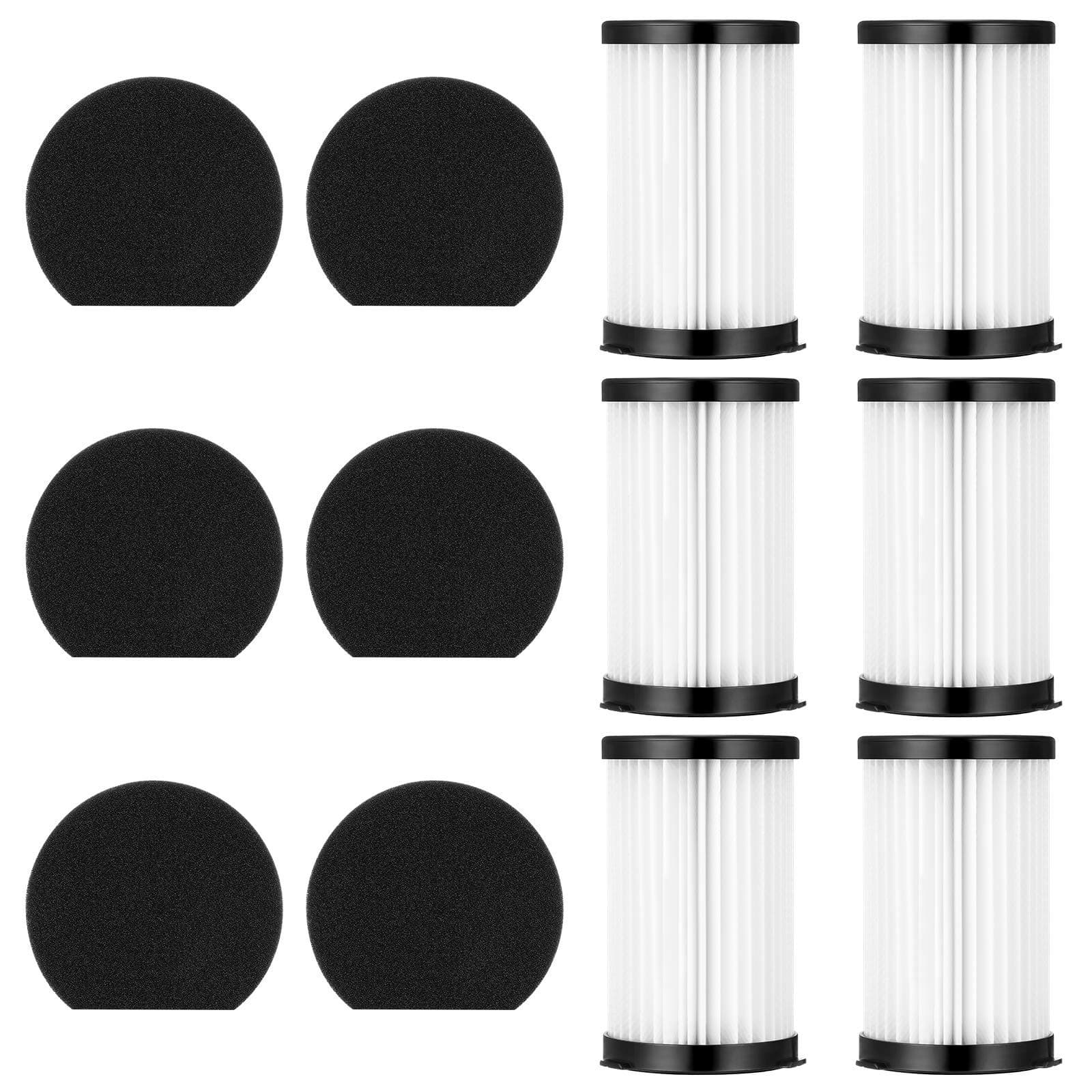 Cabiclean Replacement HEPA Filter Compatible for MOOSOO D600 / D601 and iwoly V600 Corded Vacuum Cleaner (6 HEPA Filters & 6 Sponge)