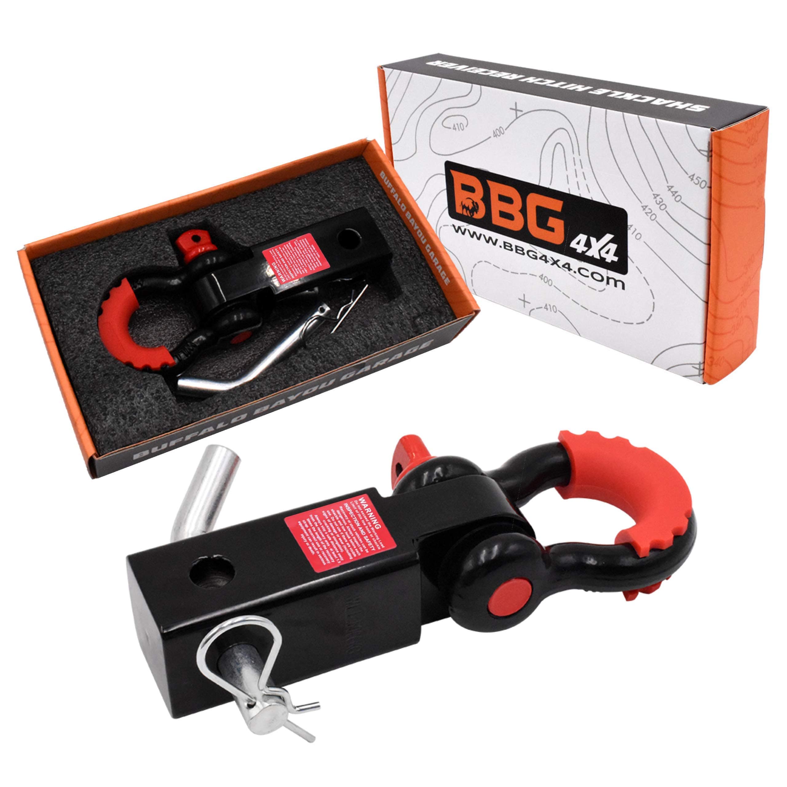 BBG4x4 Shackle Hitch Receiver 2 inch Includes 3/4" D Ring Shackle + 5/8" Trailer Hitch Pin for SUV Truck Jeep