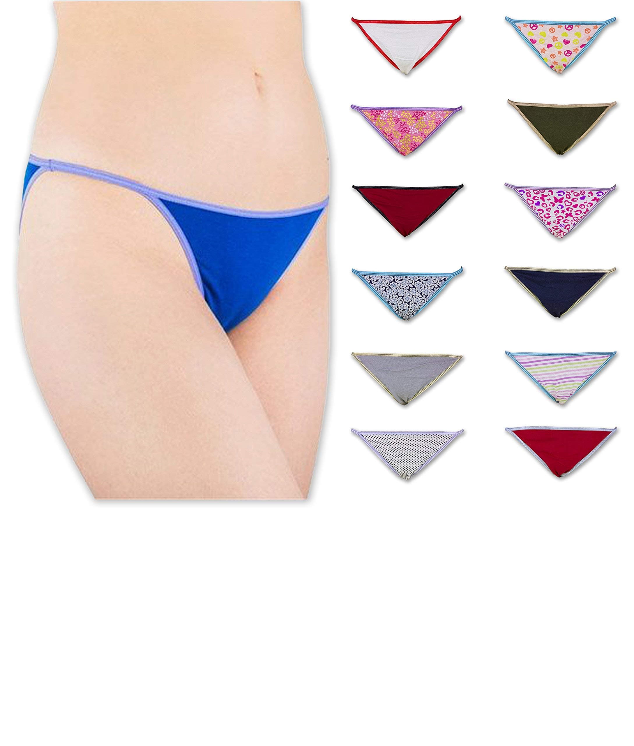 AMERICAN ACTIVE Women's 12 Pack Sexy String Bikini Briefs