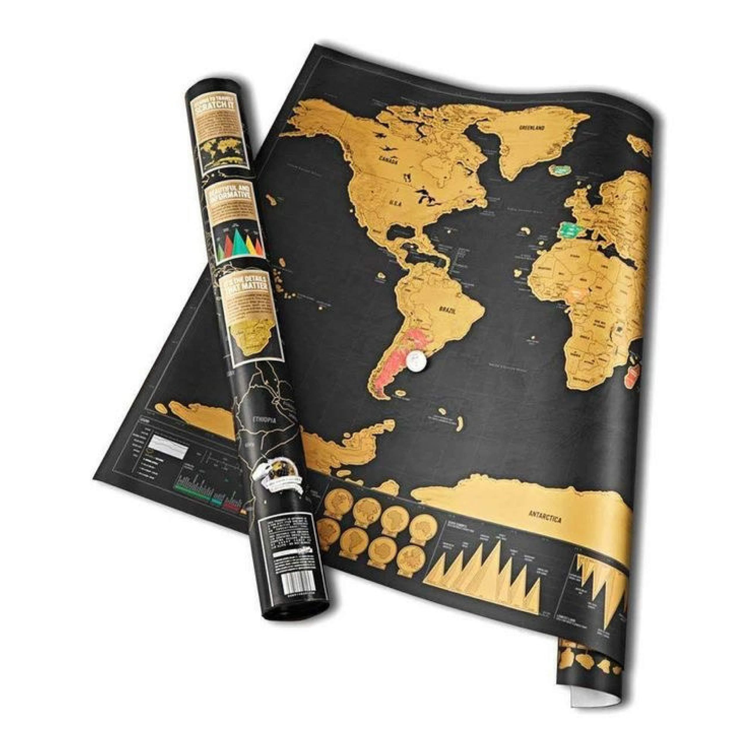 Wonderlust Scratch Off Map World Poster Deluxe Edition | Personalized Scratch Off Map of The World | 33x23