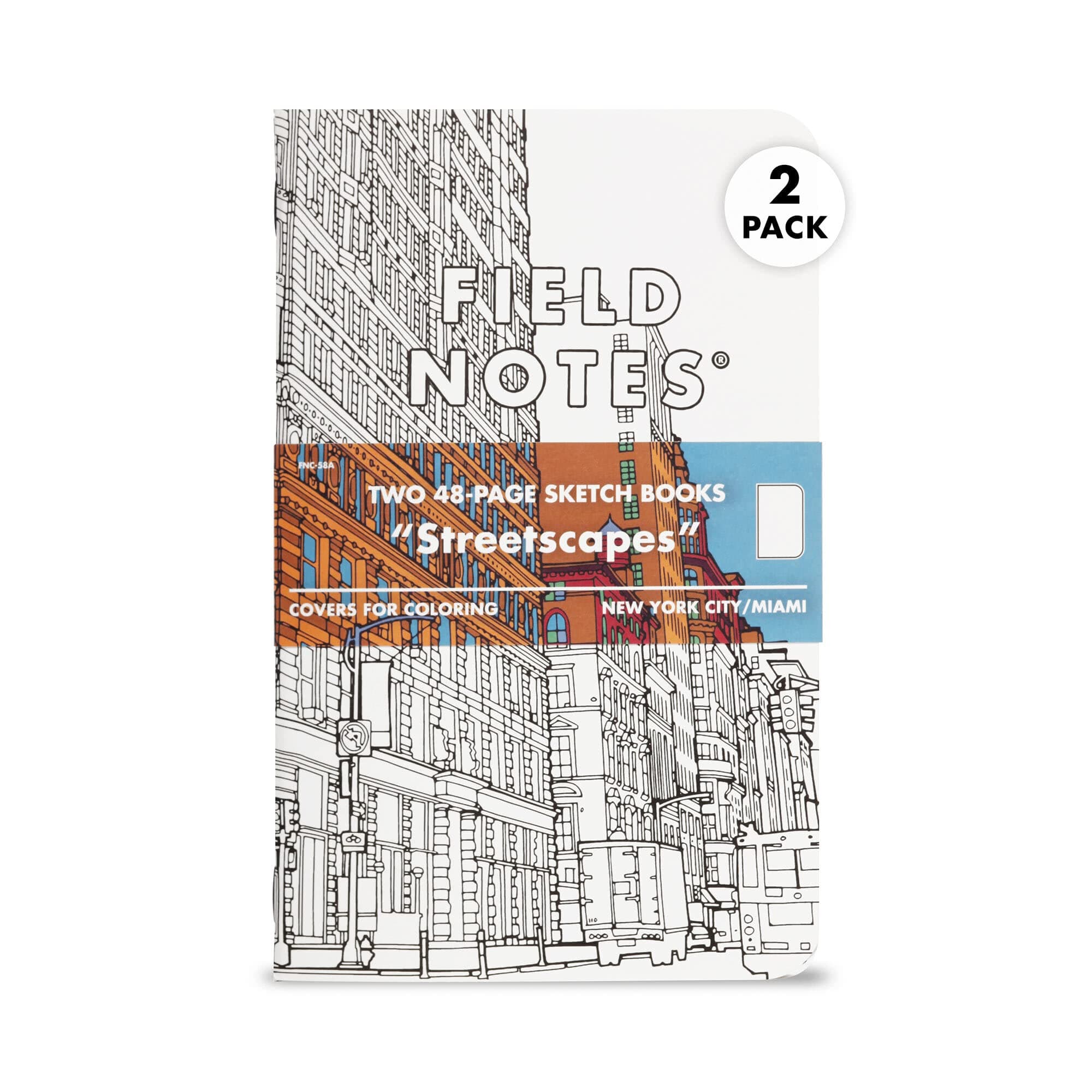 Streetscapes Edition Sketch Book 2-Pack Version A - New York City & Miami - Blank Paper Memo Book with Covers for Coloring - 4.75 x 7.5 Inch