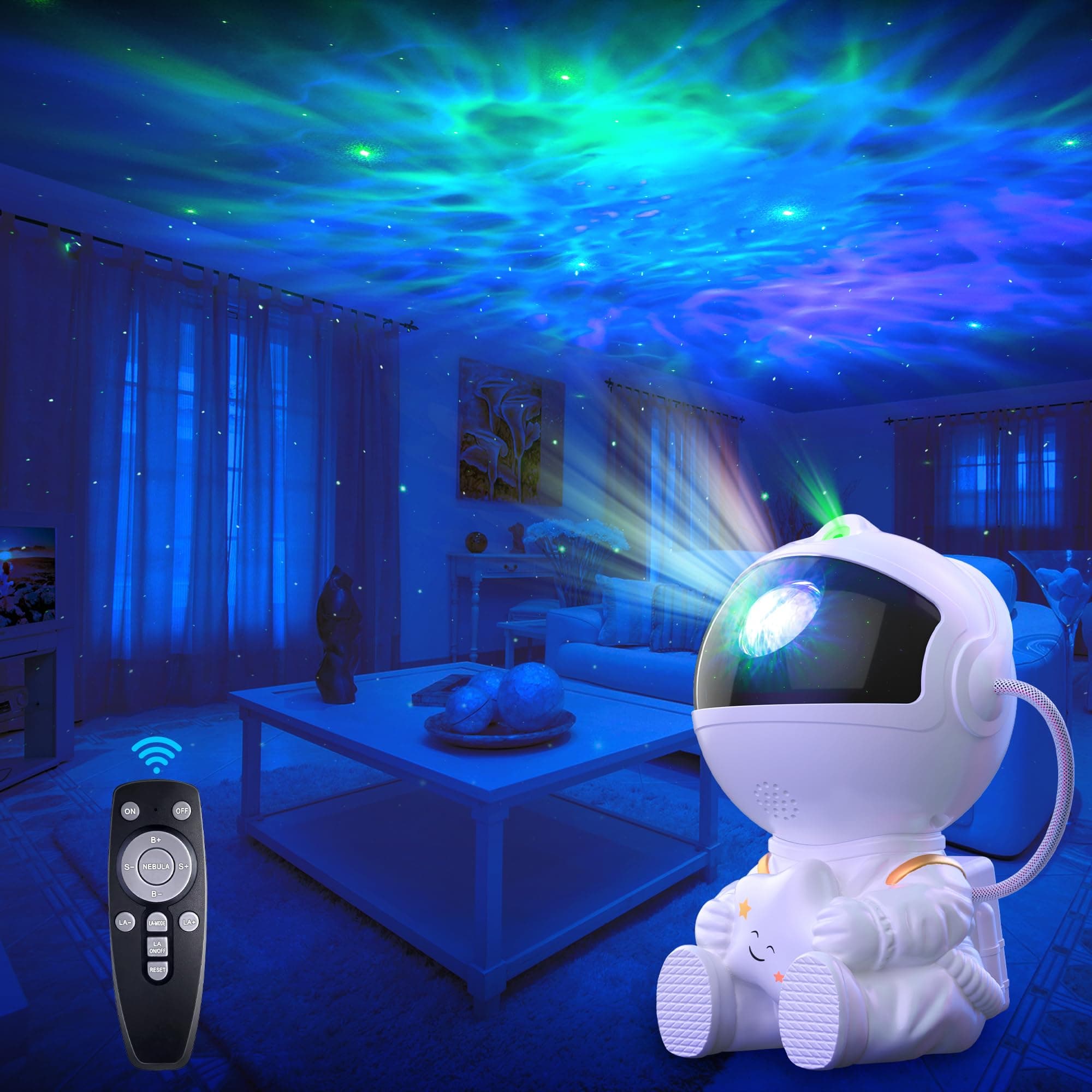 Mexllex Astronaut Galaxy Projector, Star Projector Night Light, Spaceman Light Projector with Remote Control, USB Powered 360° Adjustable Space Buddy Projector for Kids Bedroom Adults Room