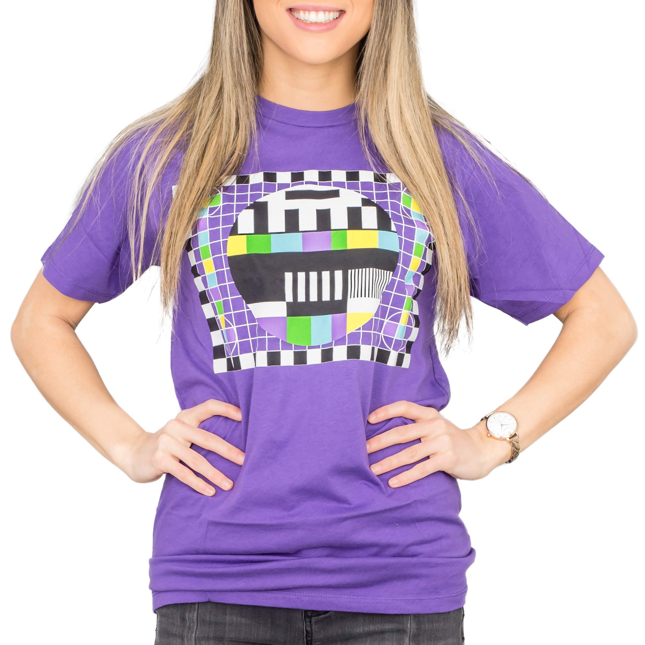 Sheldon Checkered Test Pattern Purple Mens T-Shirt