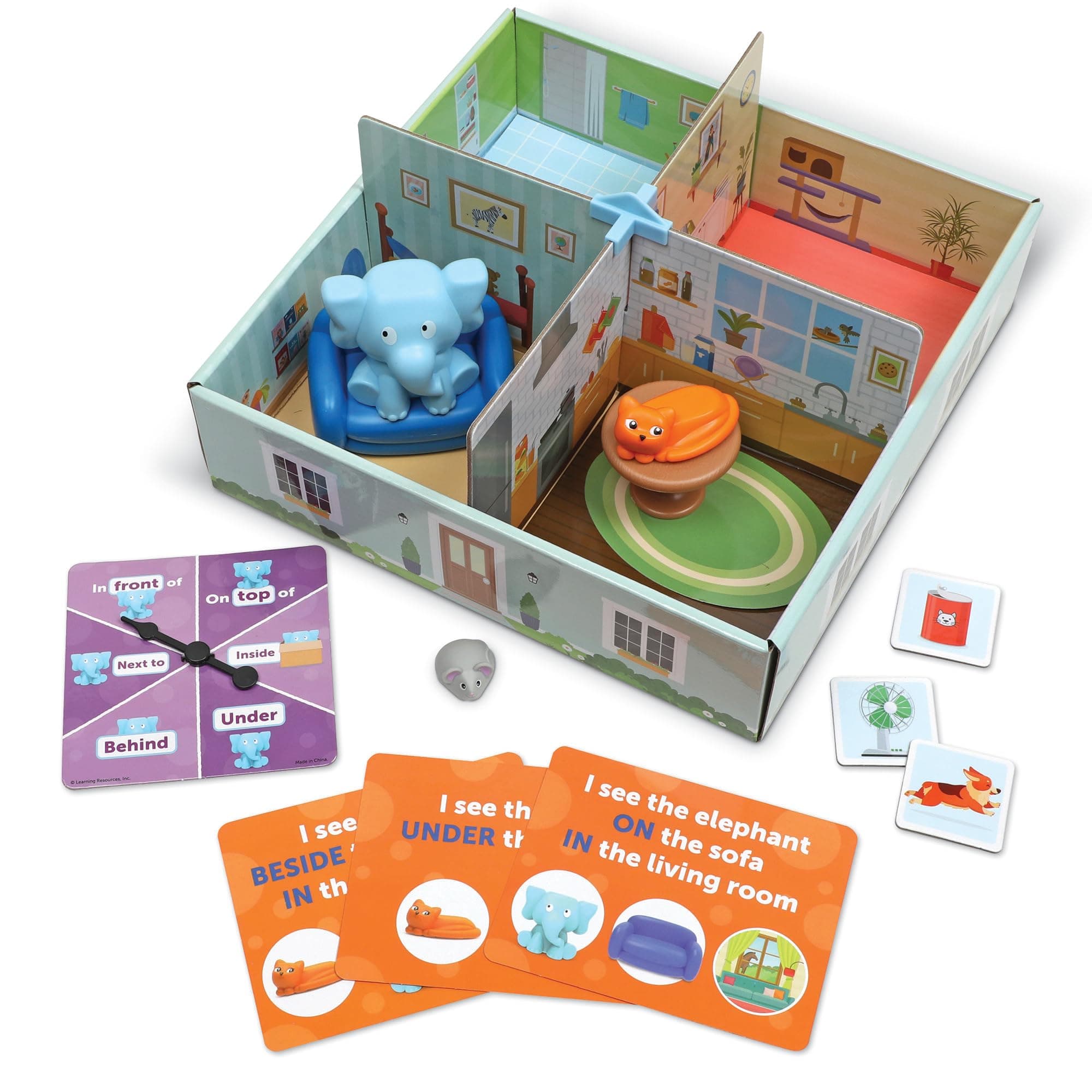 Learning Resources Elephant in the Room Positional Word Activity Set - Toddler Board Games, Language and Critical Thinking Skills, Sentence Building, Language Development, Gifts for Boys and Girls