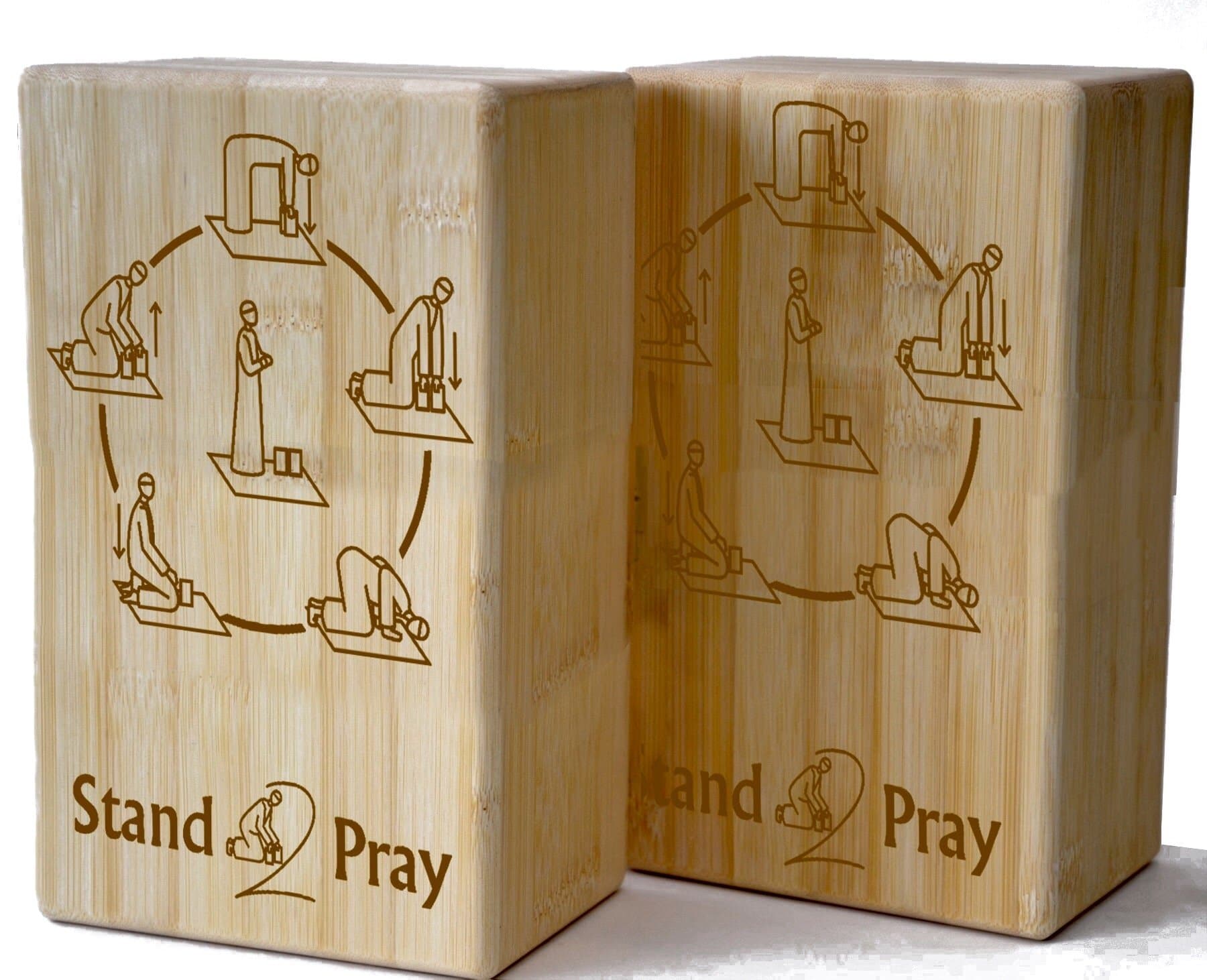 Prayer Assistance System. 2 Bamboo Blocks for Prayer, Meditation and Mindful Sitting, Providing Support, Improving Posture and Body Mechanics