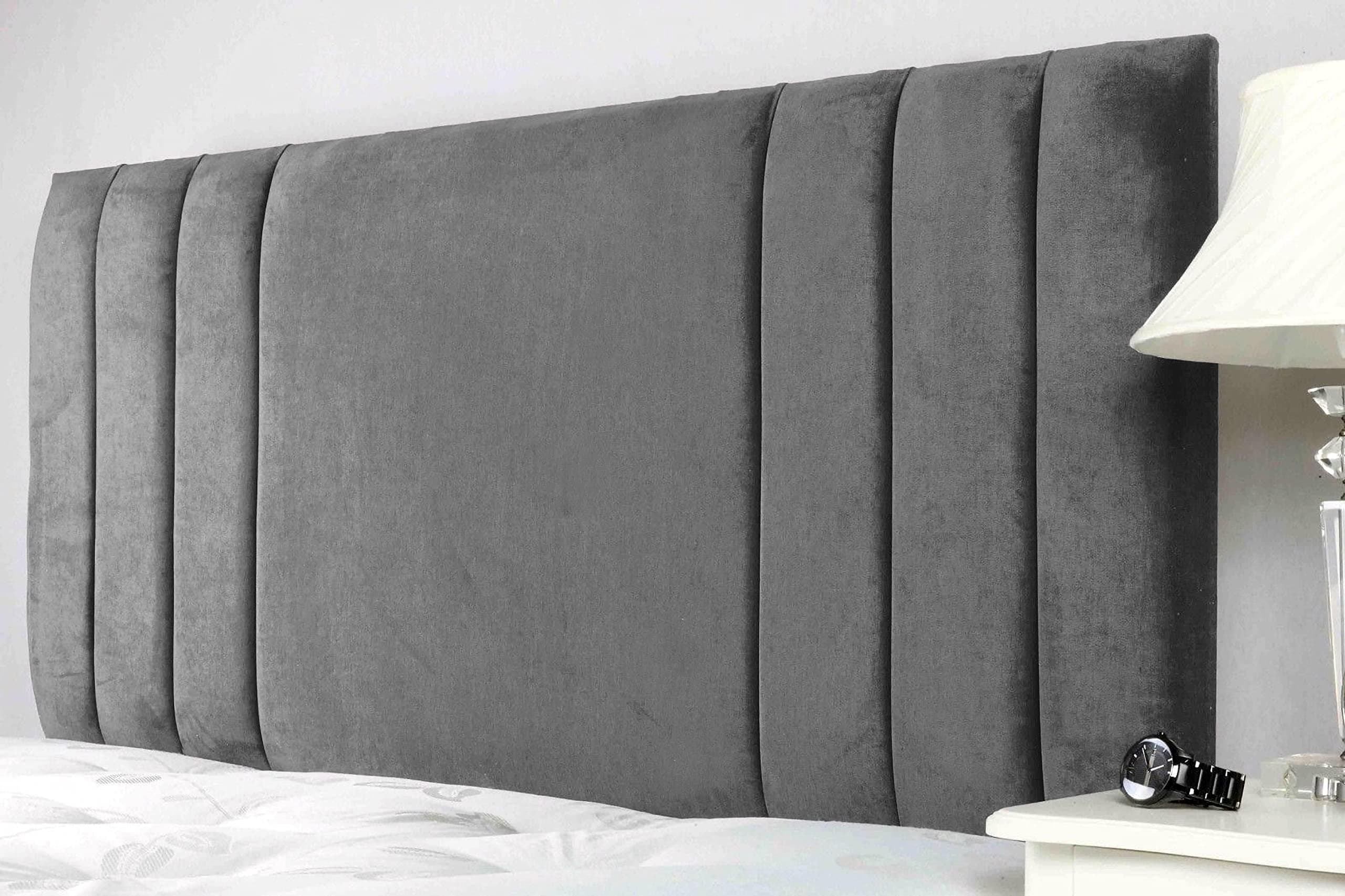 Plush velvet sole headboard 3ft 4ft 4ft6 5ft (3ft (Single), Grey)