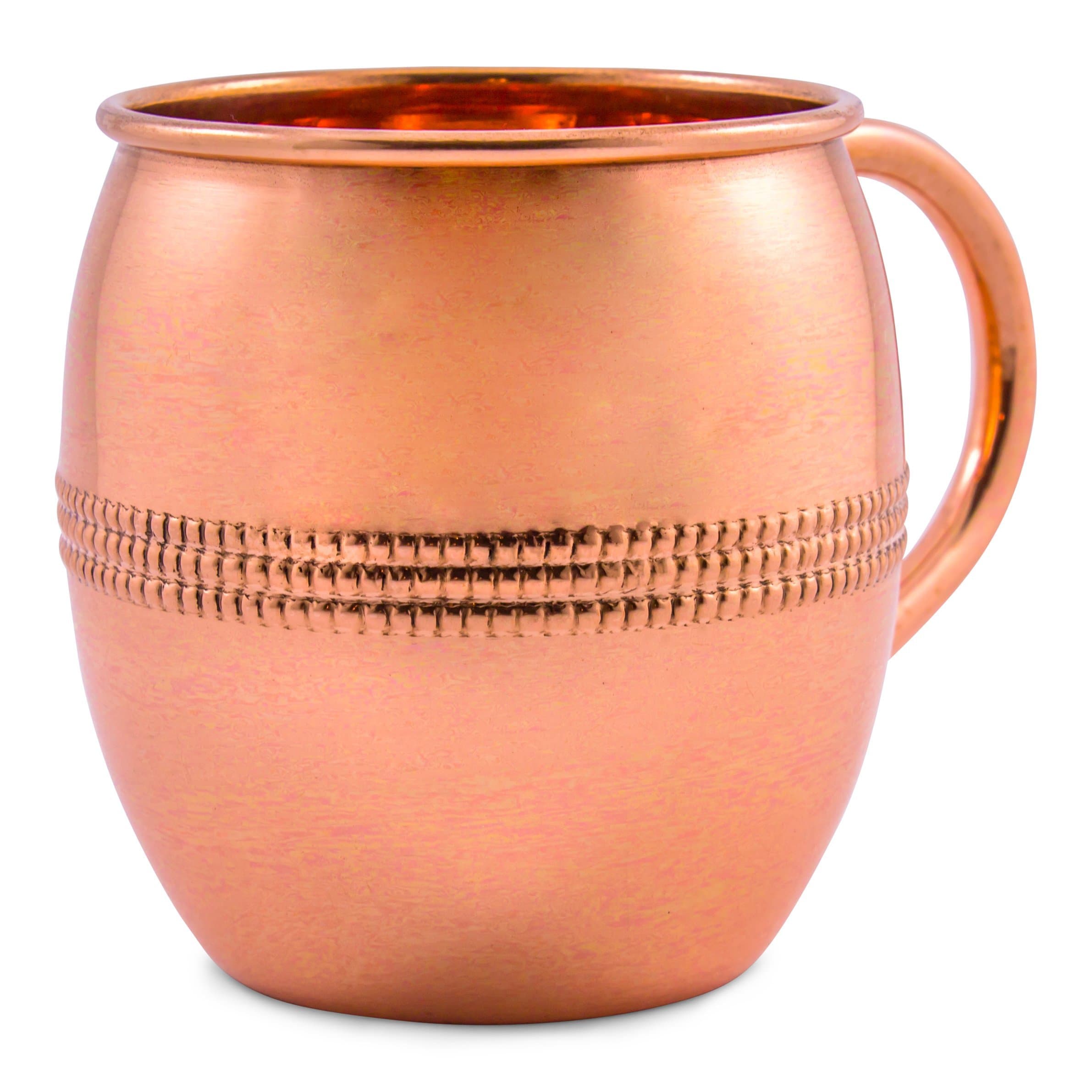Premium Unlined 100% Solid Copper Moscow Mule Mug, Unique Hammered Pattern, 16 oz Copper Cup