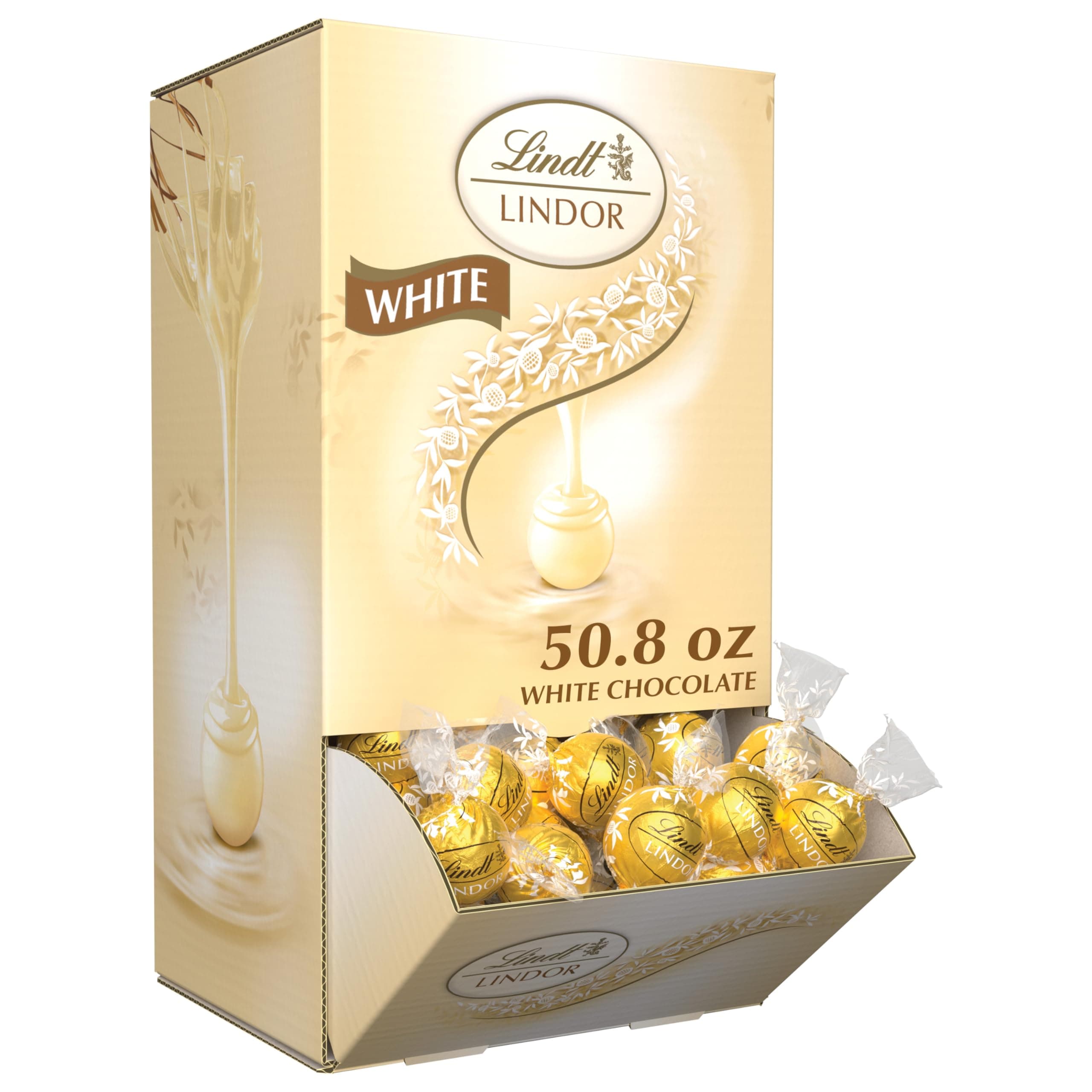 LINDOR White Chocolate Candy Truffles, White Chocolate Candy with Smooth, Melting Truffle Center, 50.8 oz., 120 Count