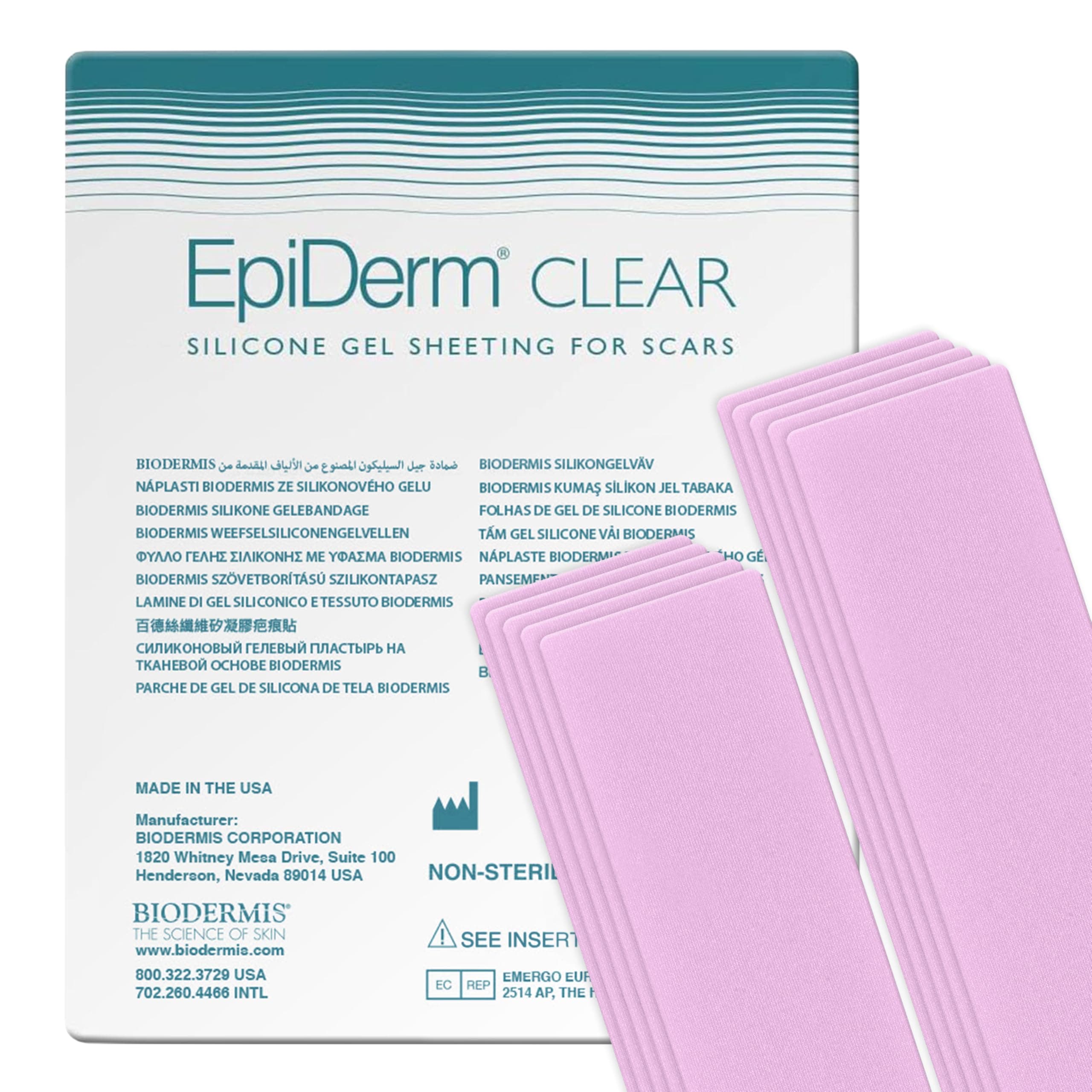 EpiDerm Long Strips Clear Silicone Scar Sheets – Soft, Flexible & Reusable Scar Sheets – Scar Treatment for Tummy Tuck, C-Section & Surgery Scars - Conforms to Body Contours - 1.4" x 11.5", 5 Pairs