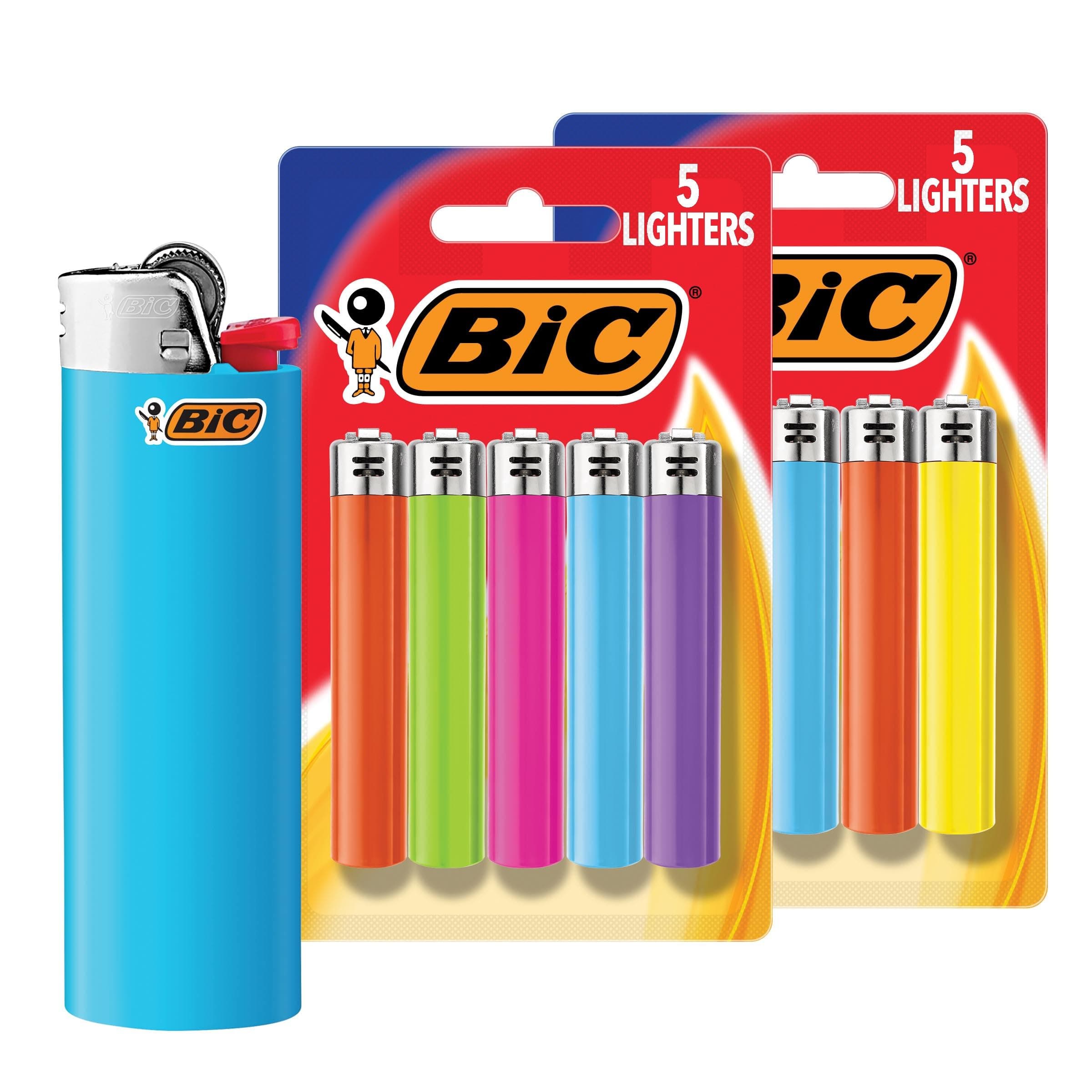 BIC Plastic Classic Lighters, Pocket Style, Lighter for Candles, (Packaging May Vary), 10-Count Pack