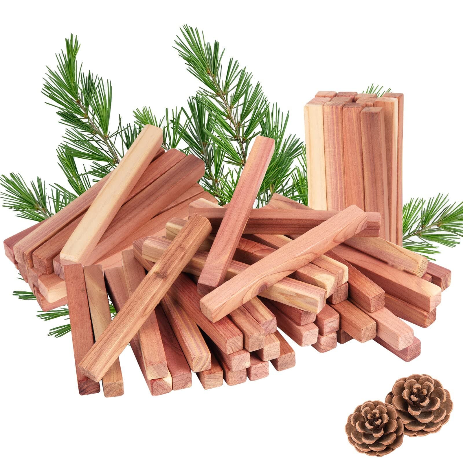 40Pcs Cedar Blocks for Clothes Storage, 100% Natural Aromatic Red Cedar Blocks for Wardrobe, Cedar Planks for Closets Drawers