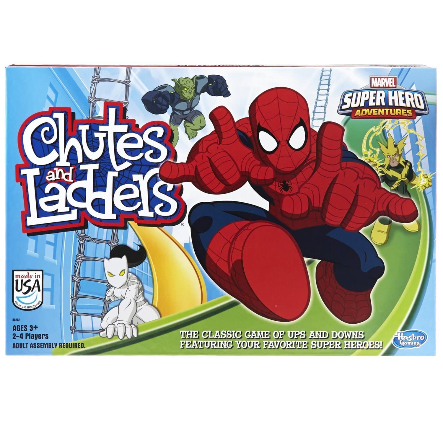 Hasbro Gaming Chutes and Ladders: Marvel Spider-Man Edition Board Game for Kids 2-4 Players, Preschool Games, Easter Gifts for Boys and Girls, Ages 3 and Up (Amazon Exclusive)