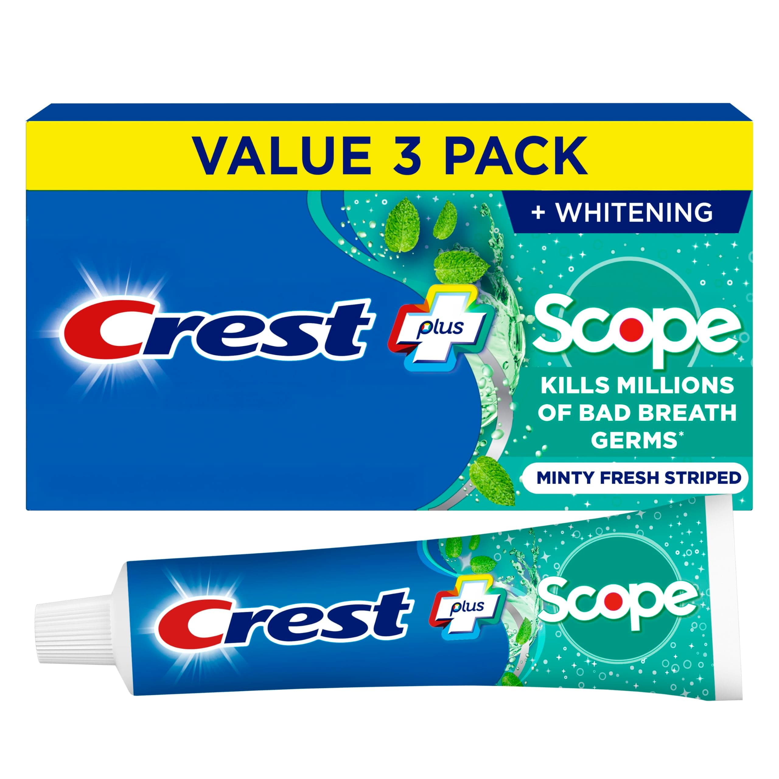 Complete Whitening Plus Scope Toothpaste - Minty Fresh, Net Wt. 6.2 oz(175 g) (Pack of 3)