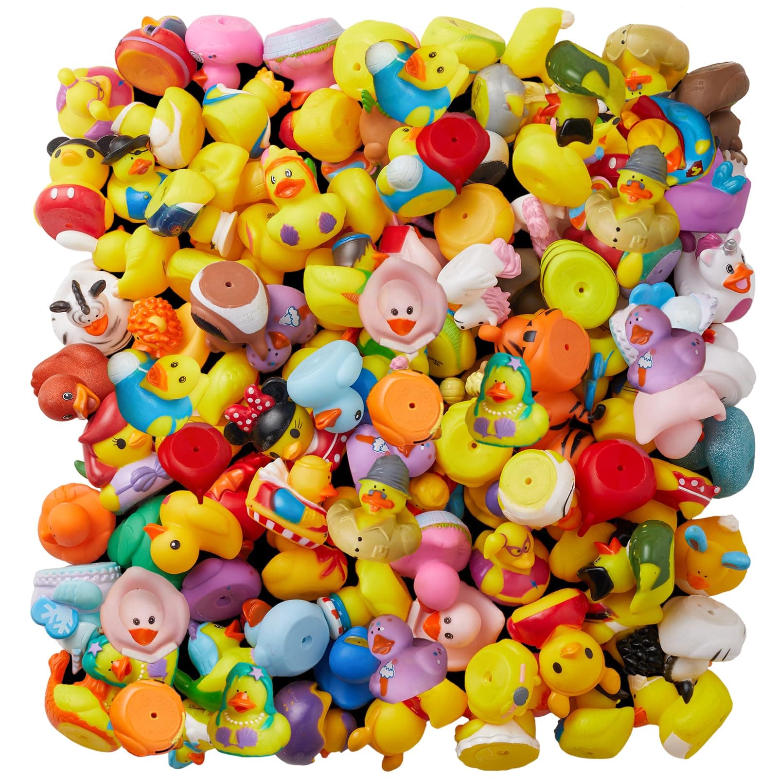 100 Pack Rubber Duck for Jeeps Ducking - 2" Bulk Floater Duck for Kids - Baby Bath Toy Assortment with Bag - Party Favors, Bath Time, Birthdays, and More (100 Varieties)