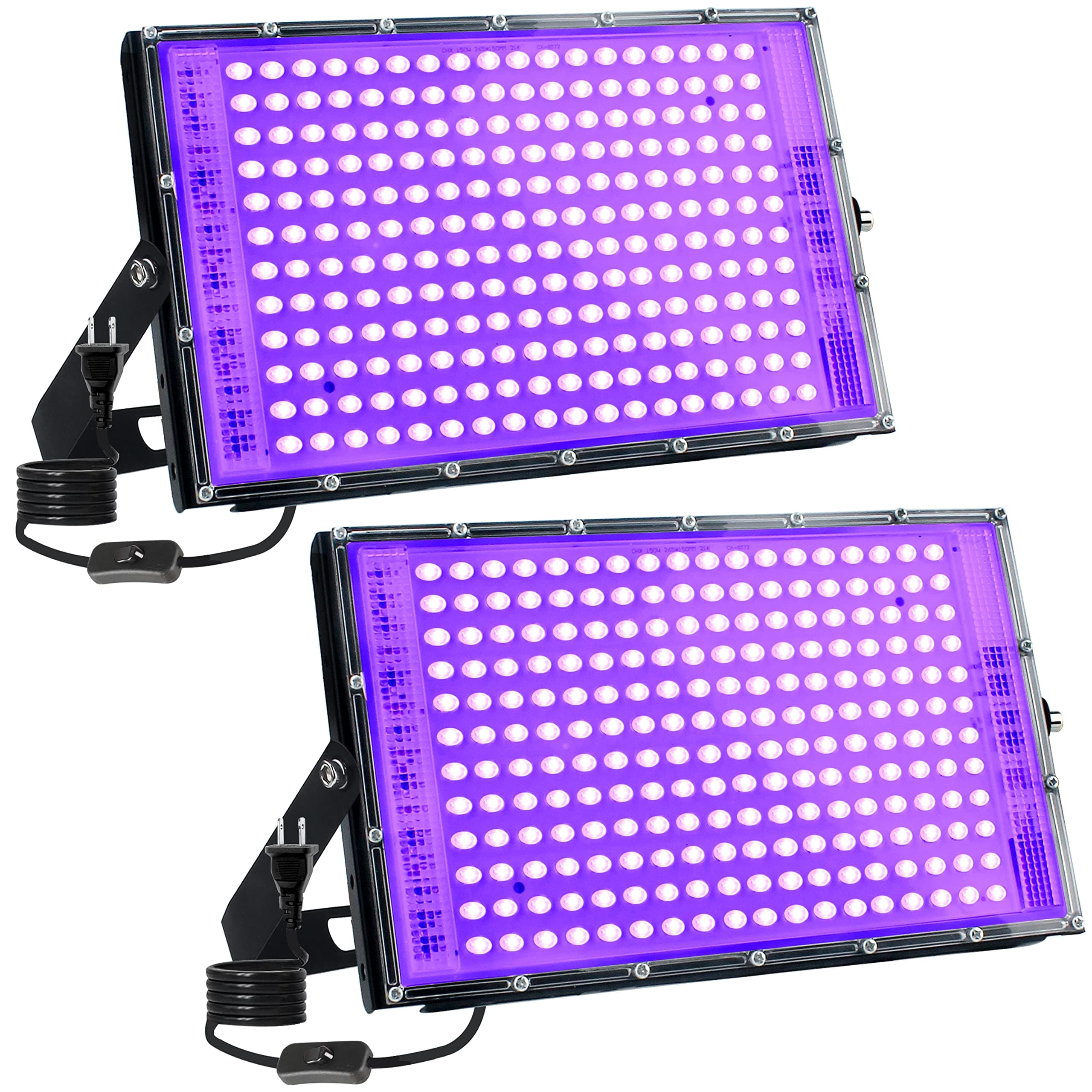 2 Pack 150W LED Blacklight, UV Black Lights for Glow Party, IP65 Waterproof Outdoor UV Floodlight for Black Light Party,Body Painting,Fluorescent Painting,Birthday,Neon,Halloween