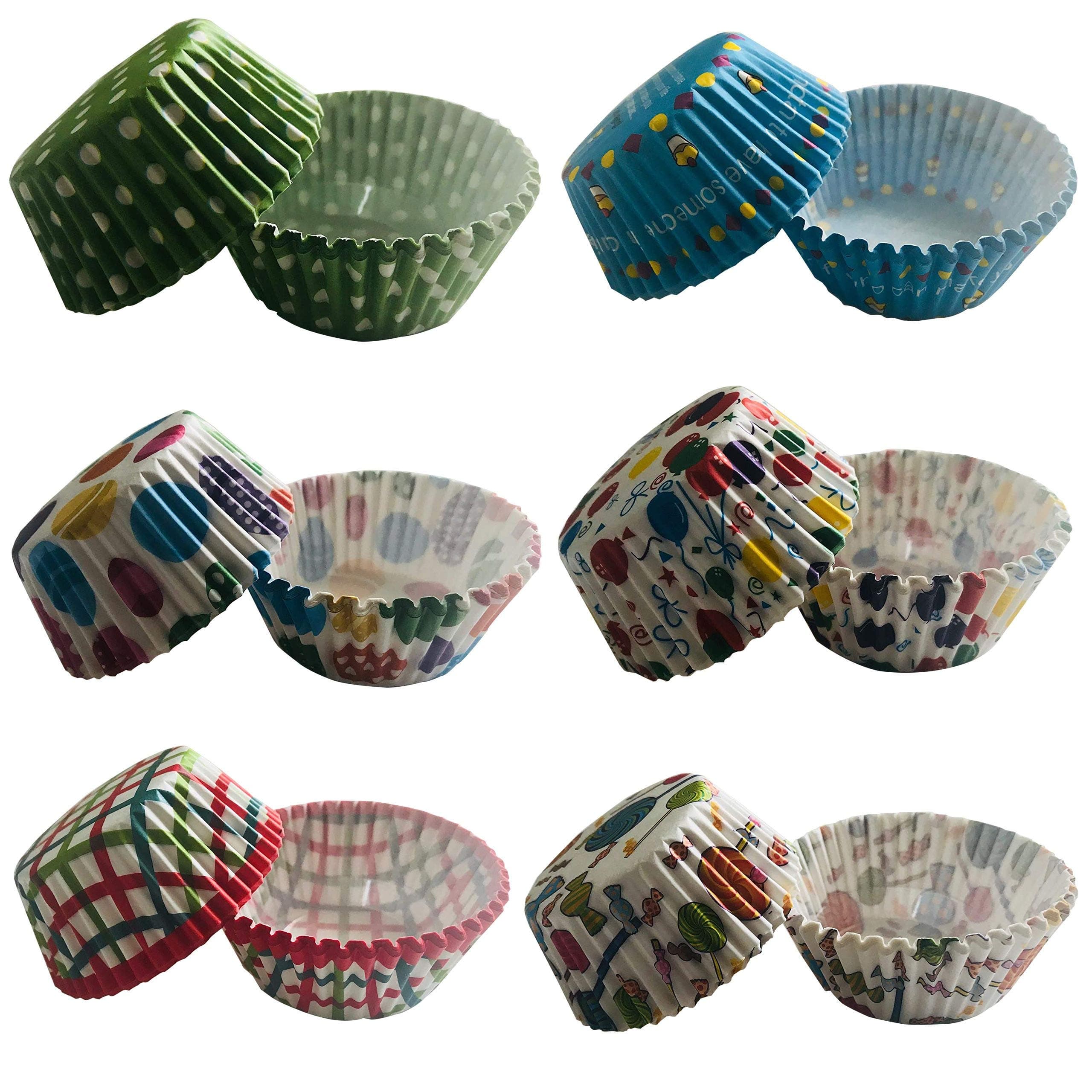 Bahoki Essentials Paper Baking Cups - Cupcake, Muffin Liners, Assorted Cake Wrappers - Great for Birthday Parties and Family Gatherings - Multi Prints - 300 Piece