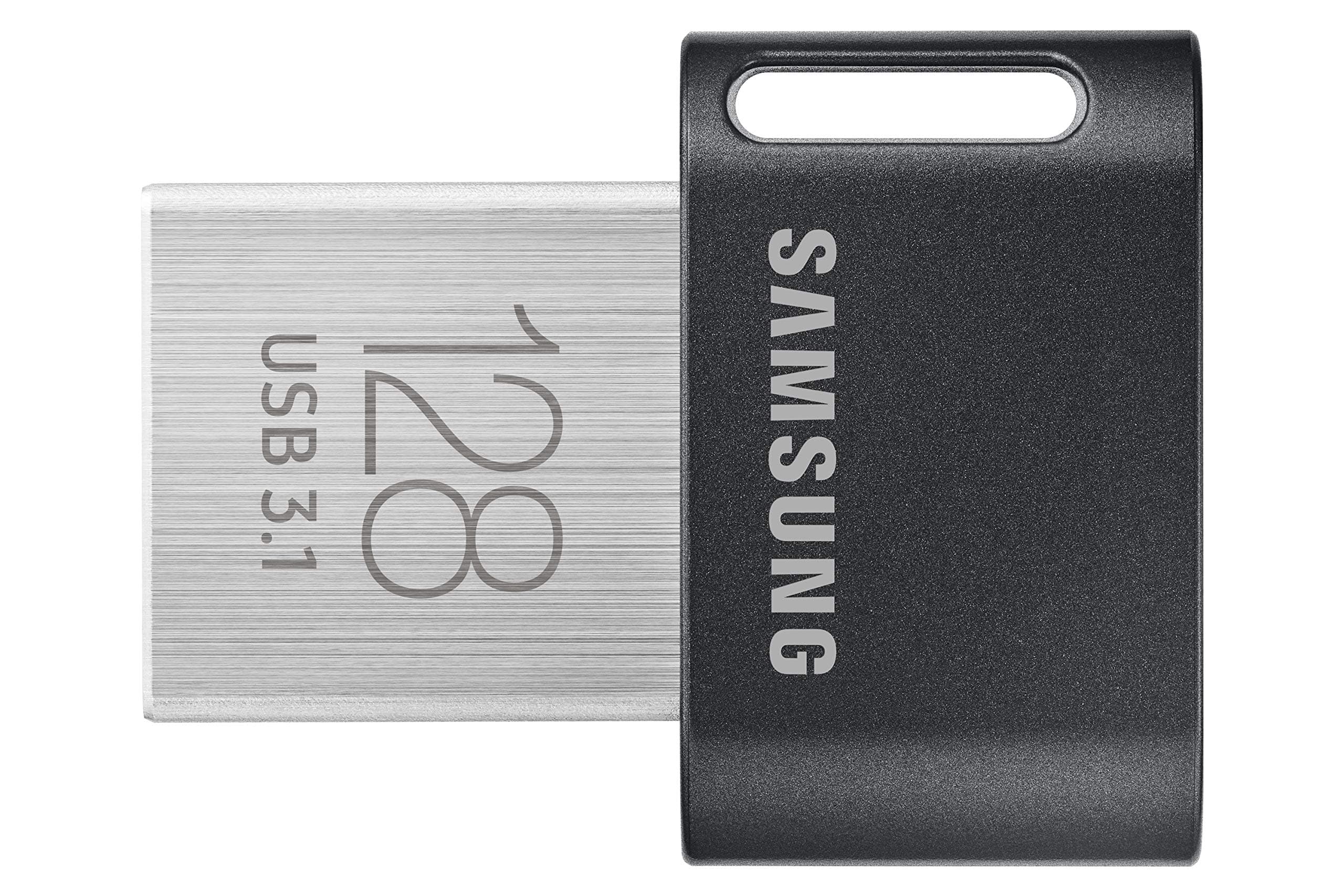 Samsung FIT Plus USB Flash Drive Type-A 128GB 400MB/s Read 60MB/s Write Compact USB 3.1 Flash Drive with Key Ring, Gray, MUF-128AB/APC