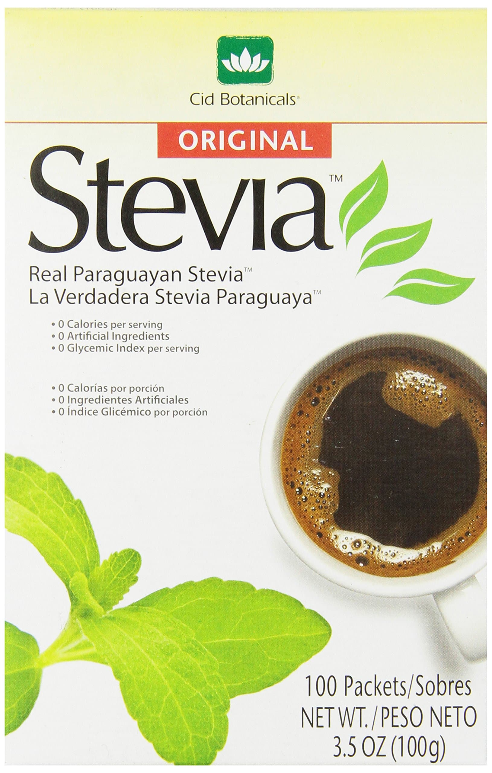 Cid Botanicals Stevia Sweetener, Original, 100 Packets