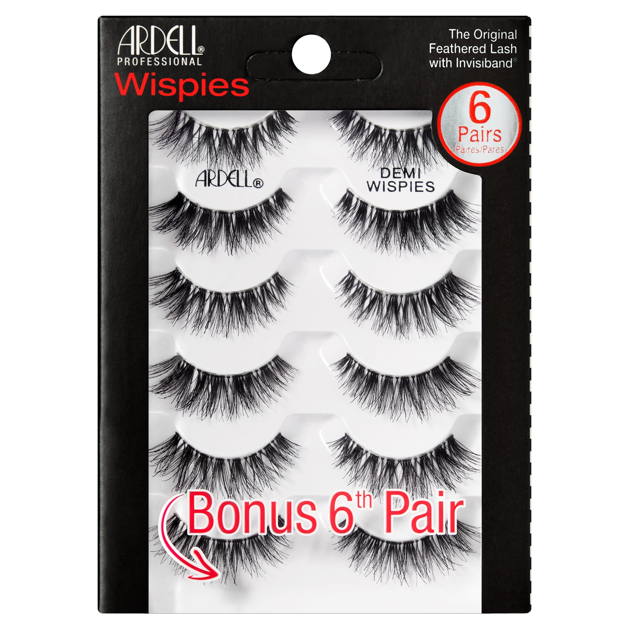 False Eyelashes Demi Wispies | 6-Pair Multipack | Natural-Looking Wispy Effect | Medium Volume & Length | Comfortable Invisiband | Vegan-Friendly & Cruelty-Free | Pack of 6
