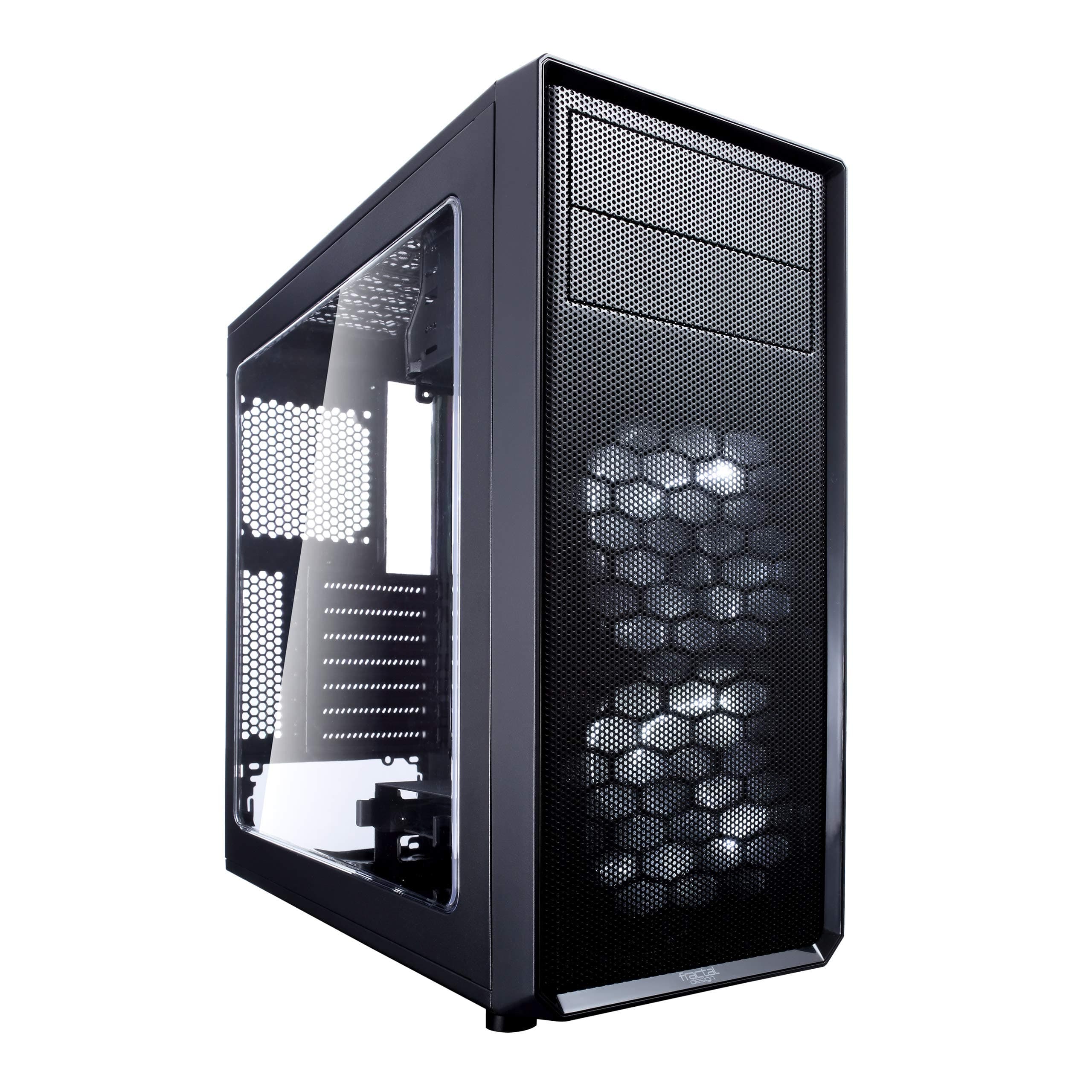 Focus G - Mid Tower Computer Case - ATX - High Airflow - 2x Fractal Design Silent LL Series 120mm White LED Fans Included - USB 3.0 - Window Side Panel - Black