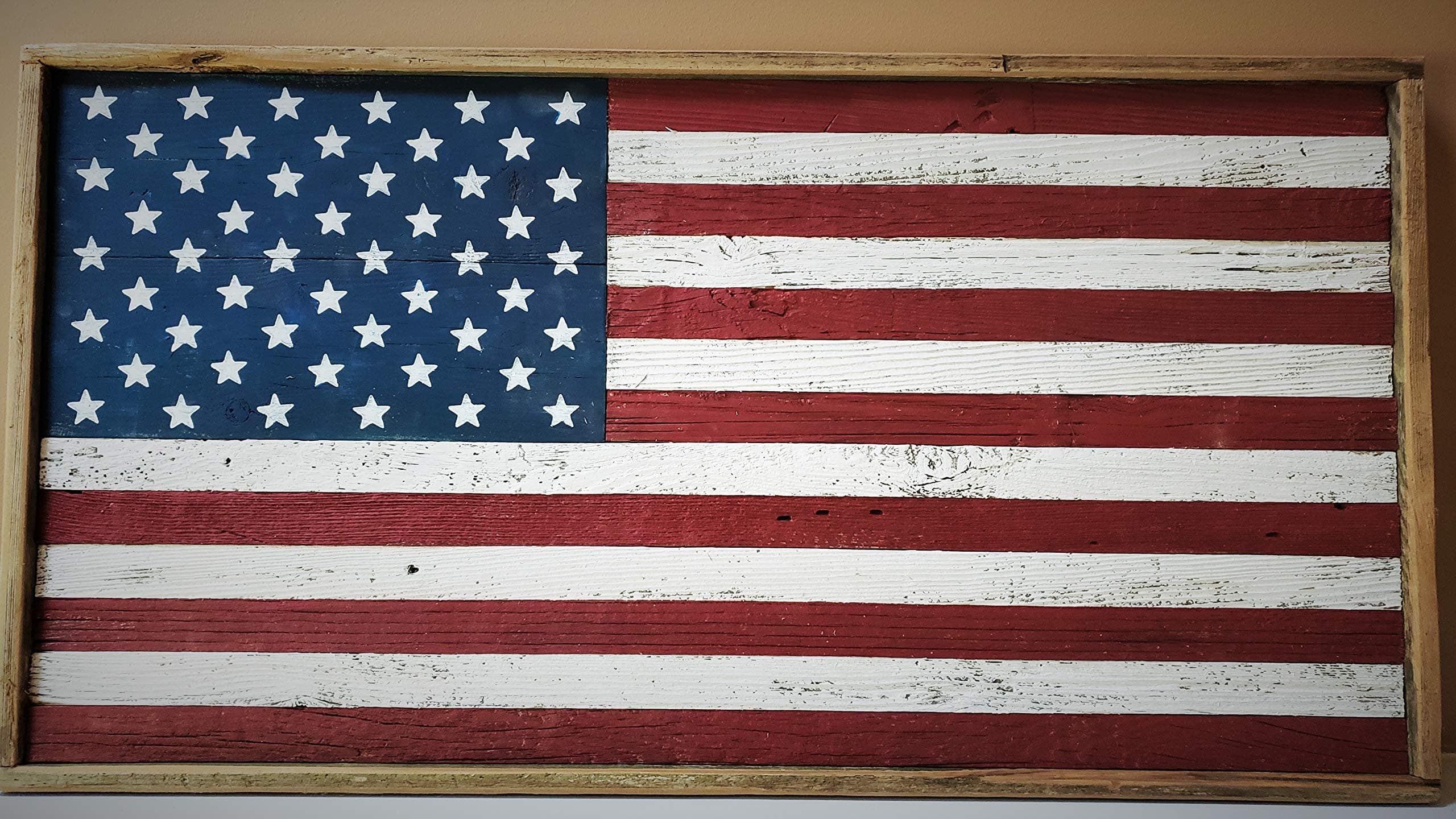 Rustic Wood American Flag (framed)