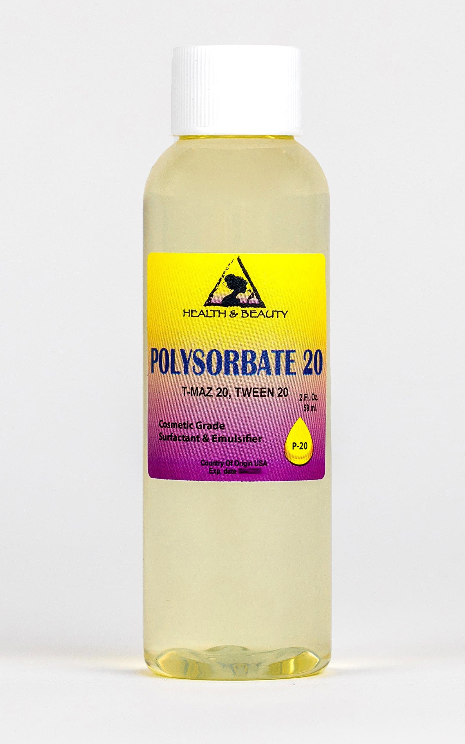 Polysorbate 20 T-MAZ 20 Tween 20 Solubilizer Surfactant & Emulsifier 100% Pure 2 oz