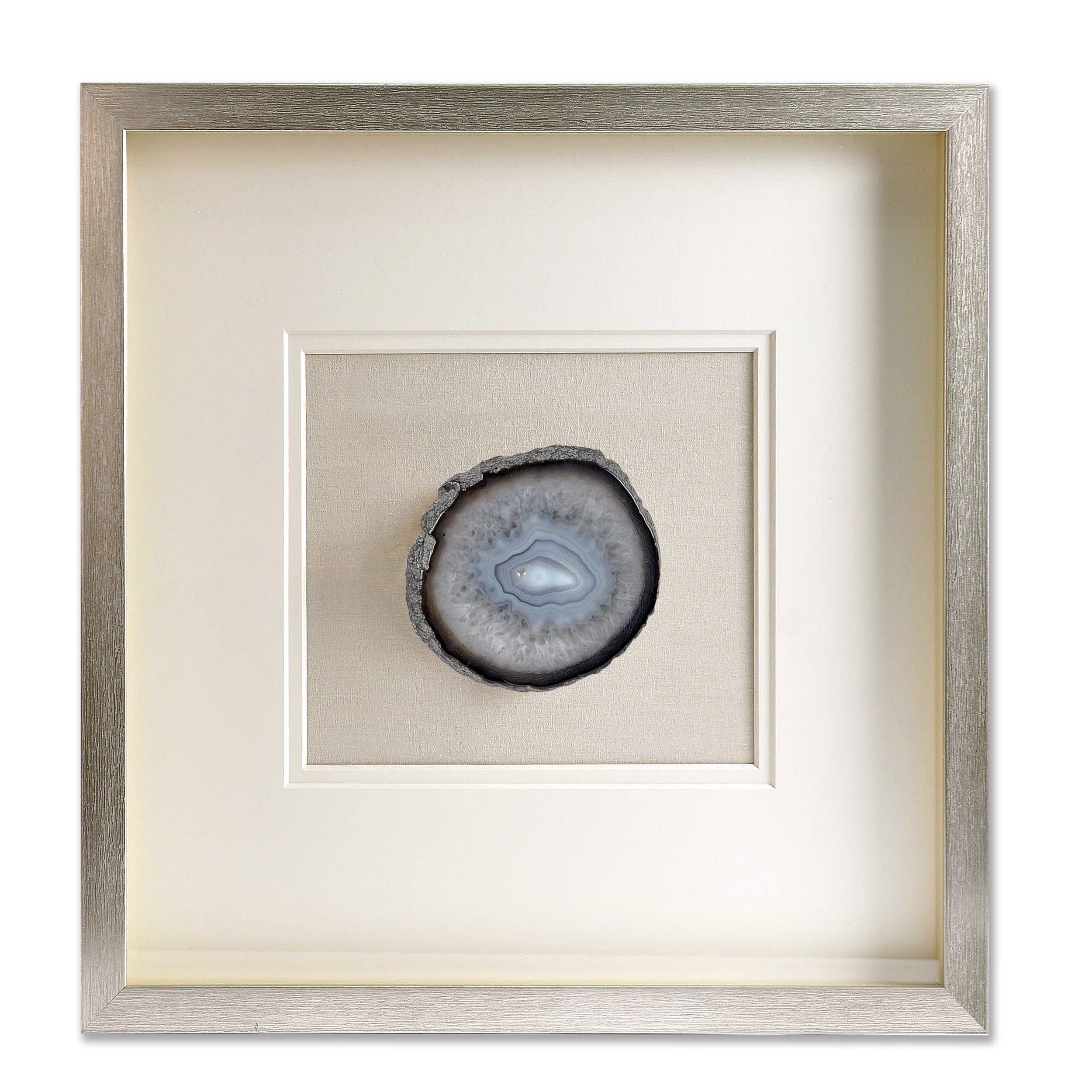 Wallpaint-Natural Agate Stone Framed Wall Art Artwork with Silver PS Framed, 20 x 20 inches