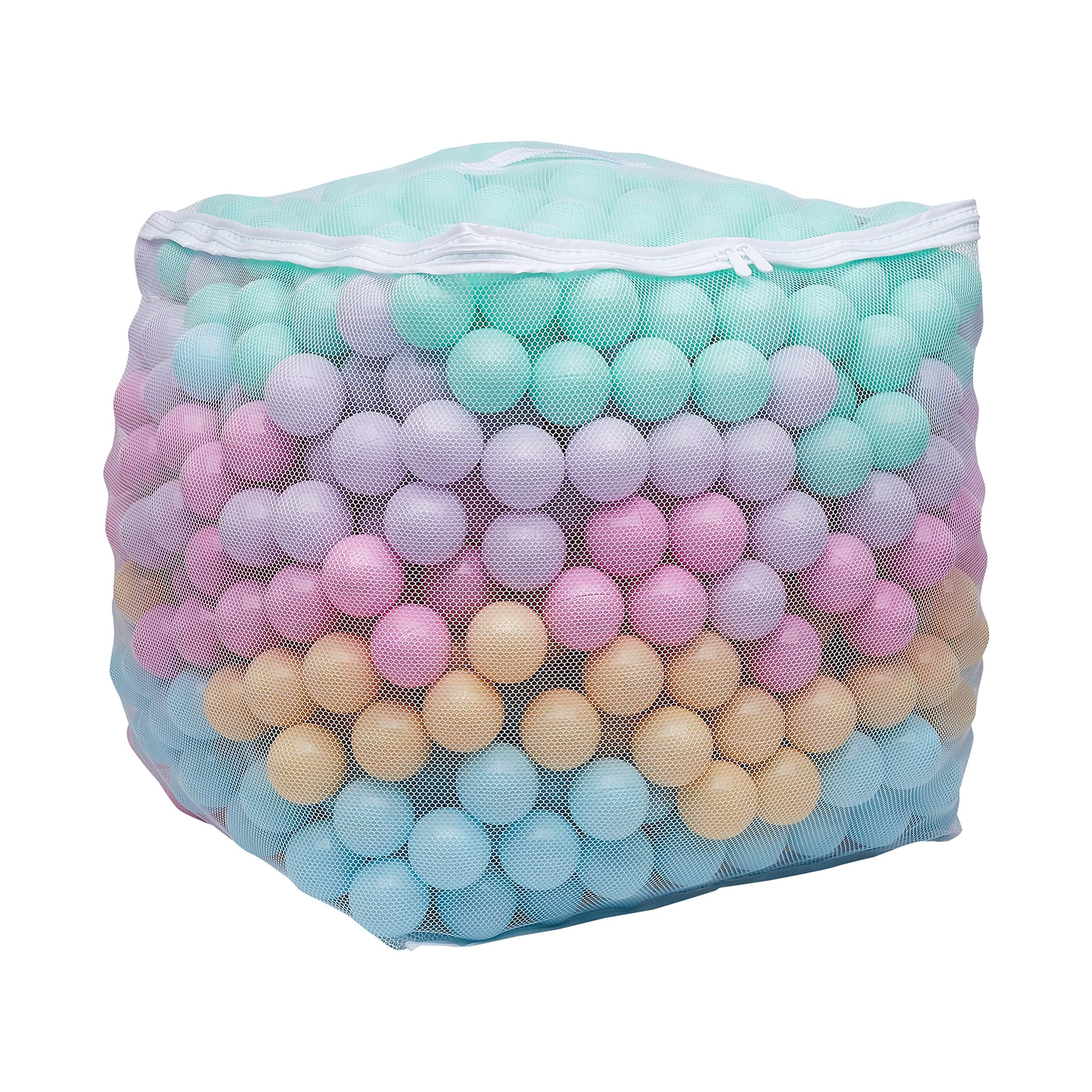 Amazon Basics BPA-Free Ball Pit Balls with Storage Bag, Crush-Proof Plastic for Toddlers Kids 12+ Months Play, 6 Pastel Colors, 1000 Count
