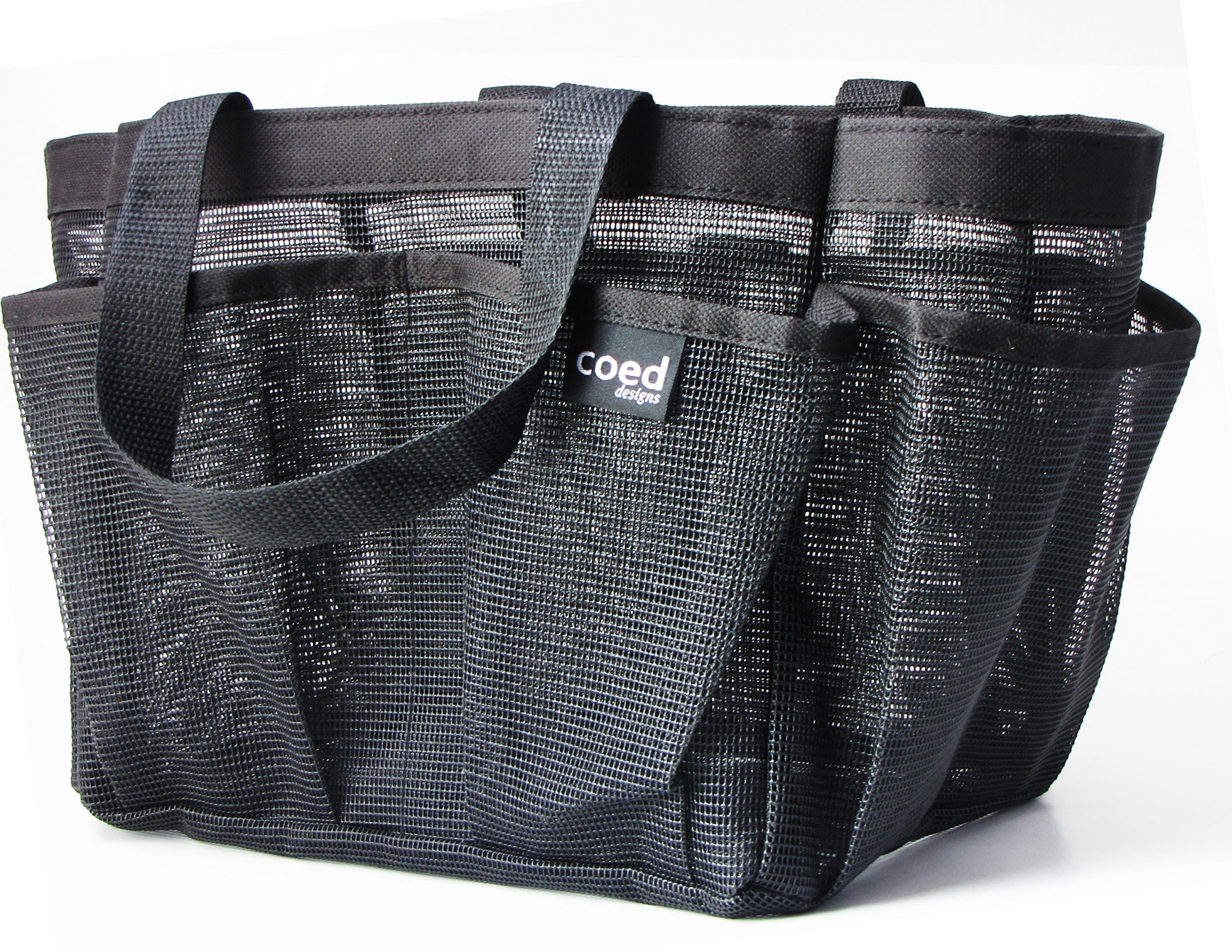 PVC Quick Dry Shower Caddy Bigger Size 2 handles 10 in X 8 in X 8 in Mesh Net 7 Pockets Tote Organizer Glamour Cosmetic Bag for College Dormitory Bathroom Accessories Gym Condo Beach Baby Diaper Bag