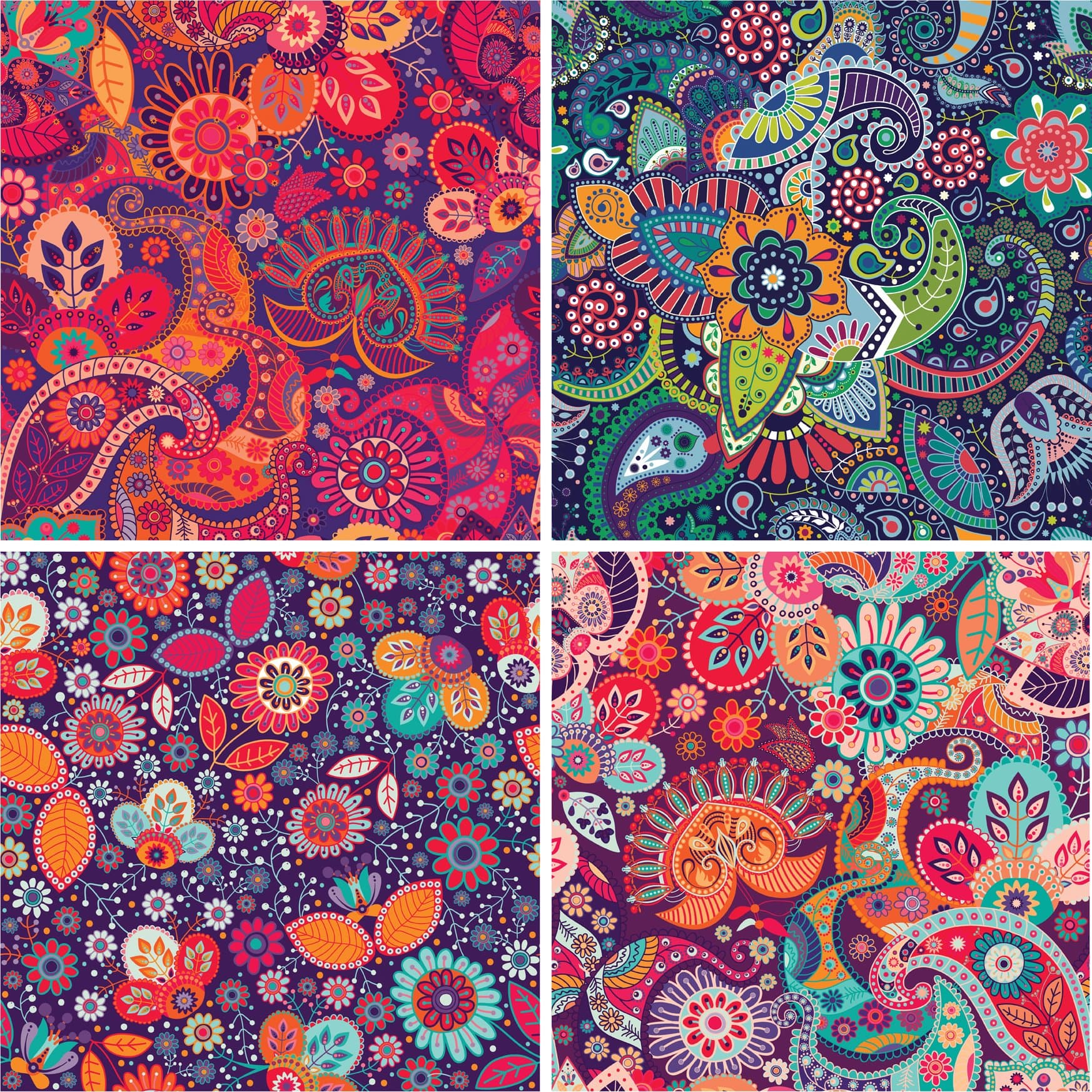 Four 12" x 12" Blinggasm® Vinyl Sheets Set, Paisley Pattern Outdoor Vinyl 002